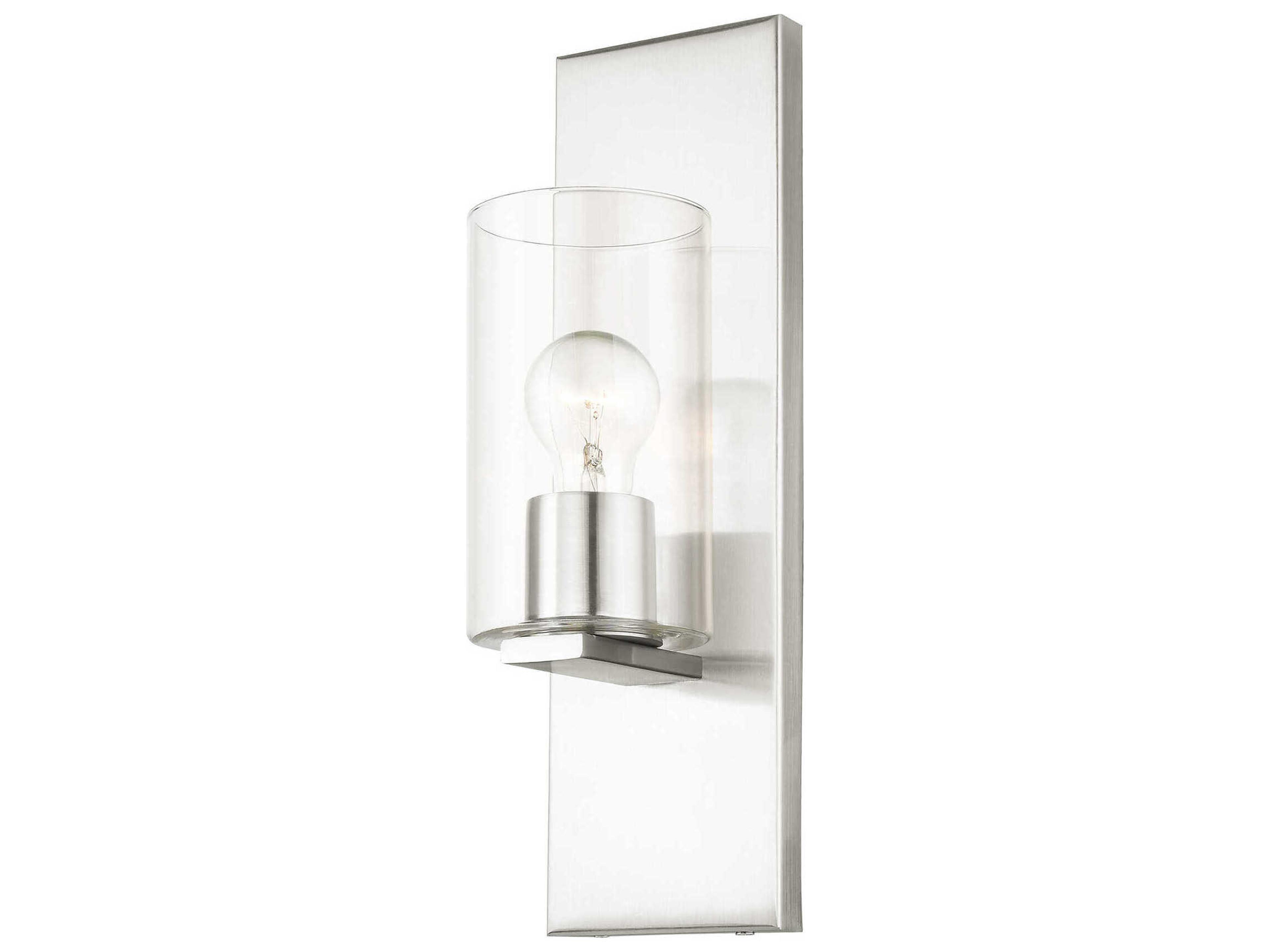 Livex Lighting Zurich 1-Light Brushed Nickel Clear Glass Wall Sconce