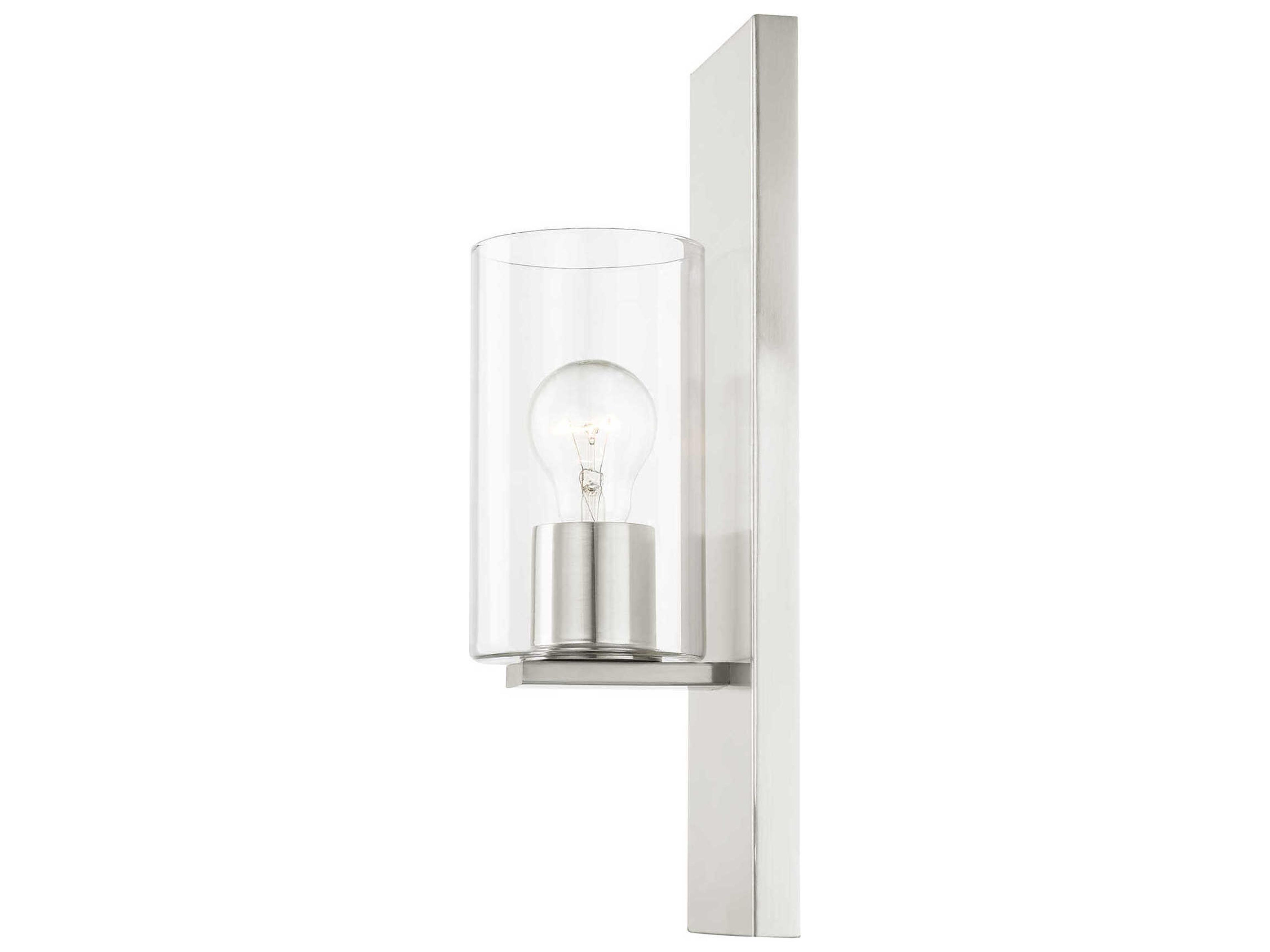 Livex Lighting Zurich 1-Light Brushed Nickel Clear Glass Wall Sconce