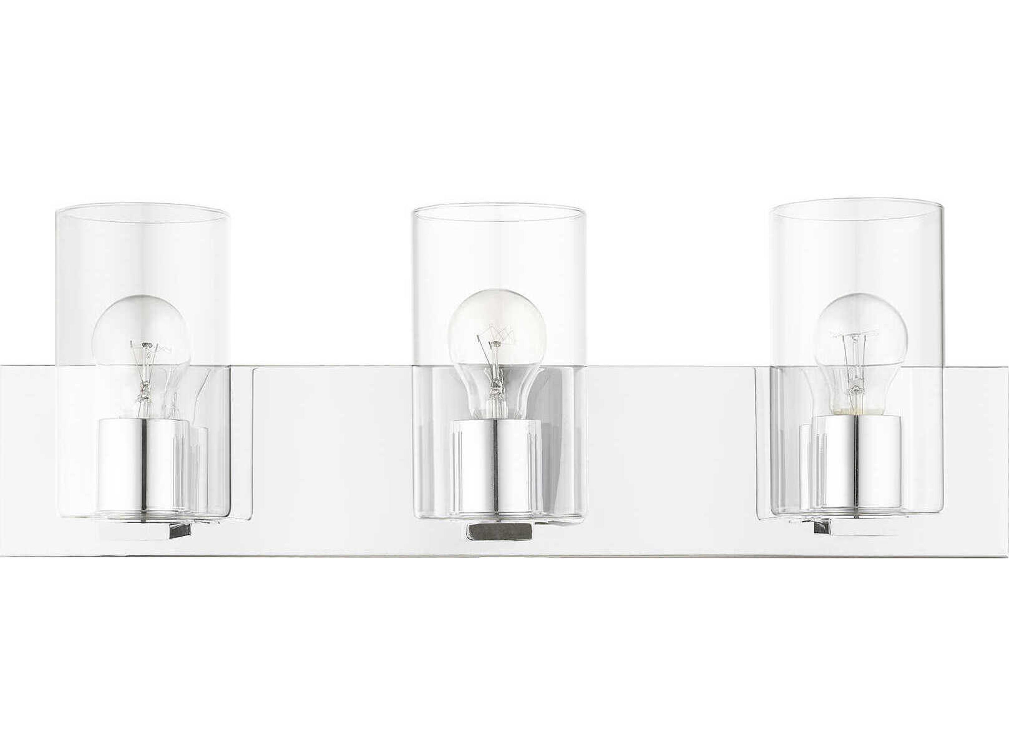Livex Lighting Zurich 3-Light Polished Chrome Clear Glass Vanity Light