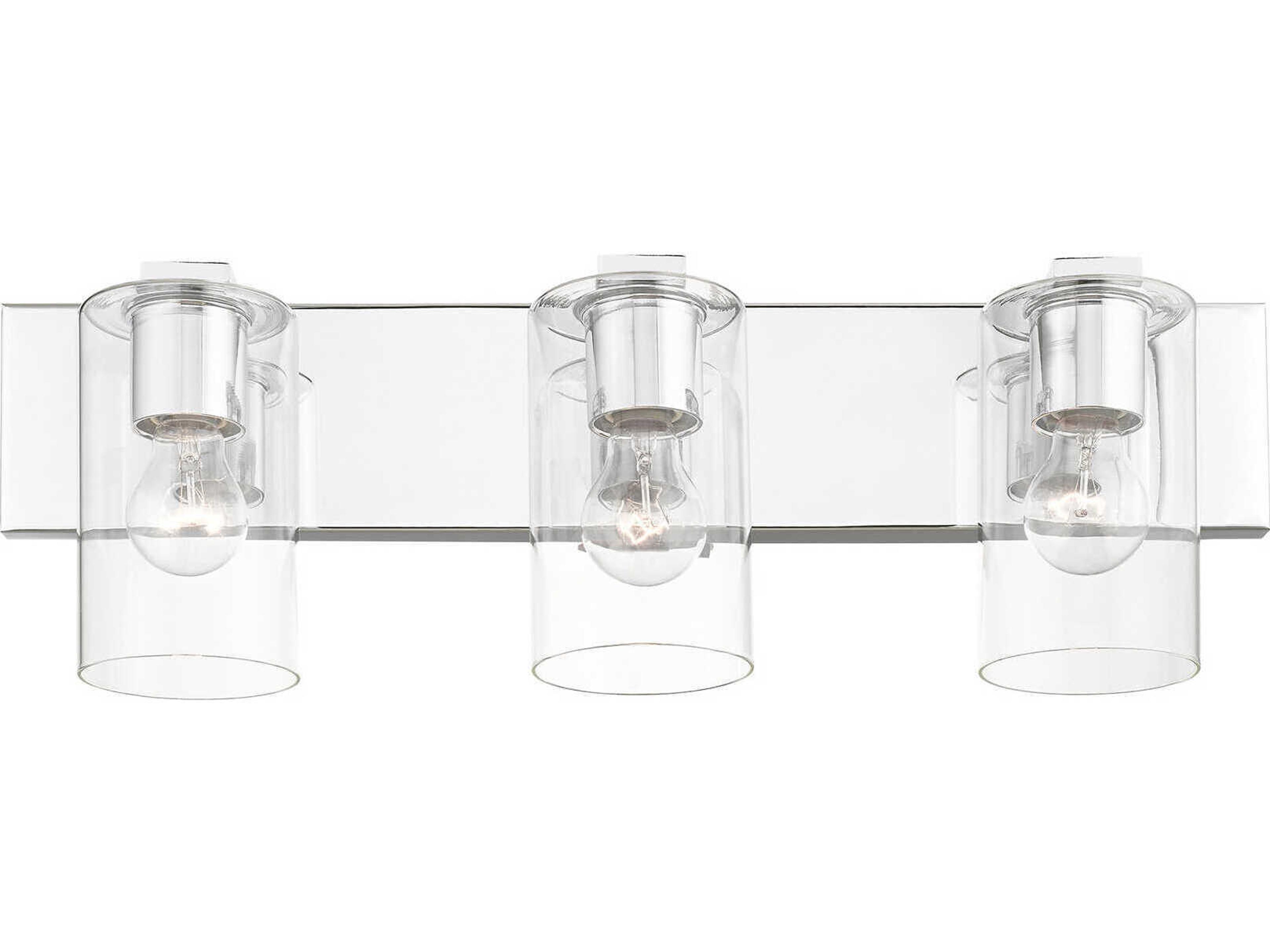 Livex Lighting Zurich 3-Light Polished Chrome Clear Glass Vanity Light