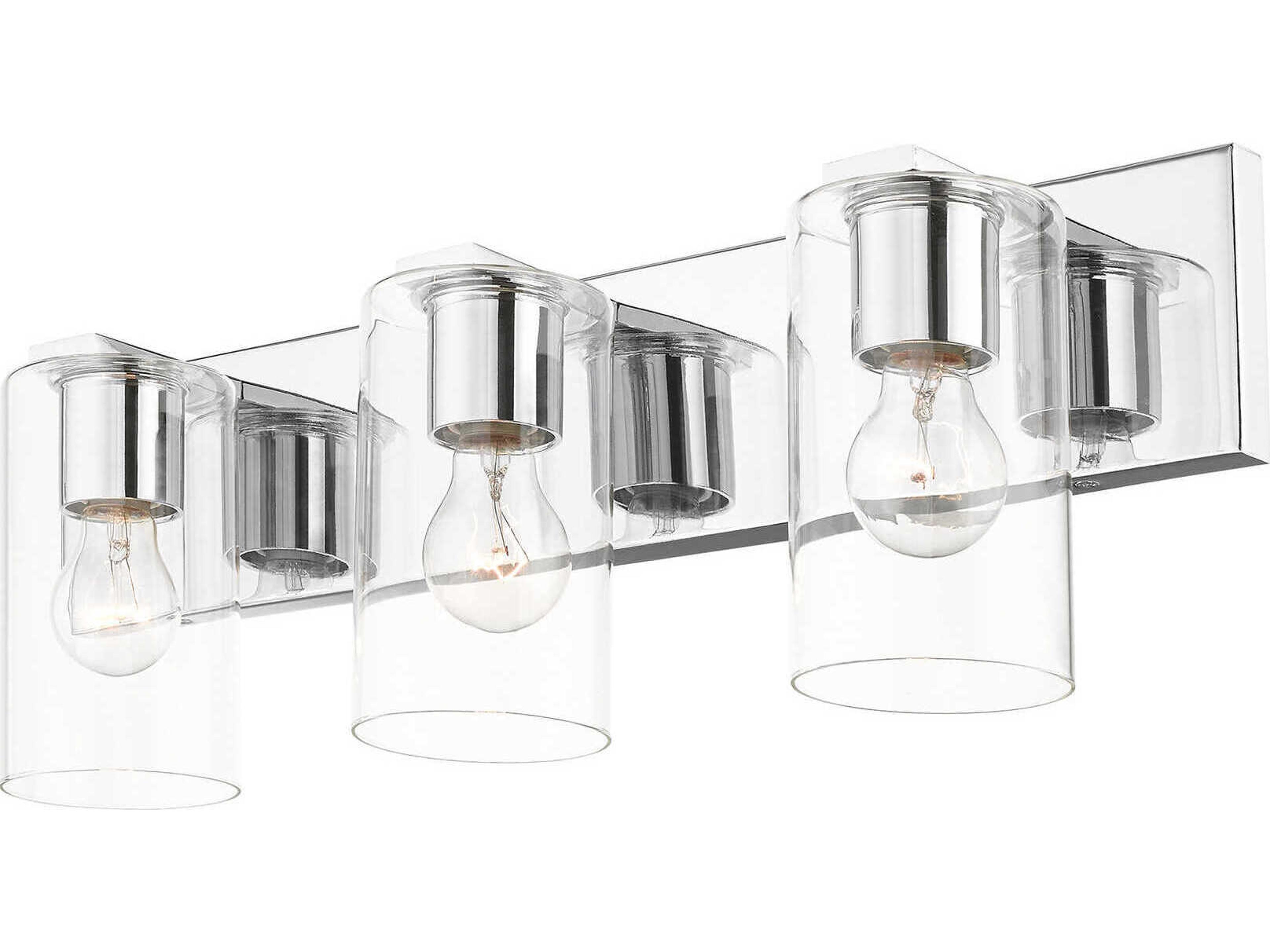 Livex Lighting Zurich 3-Light Polished Chrome Clear Glass Vanity Light