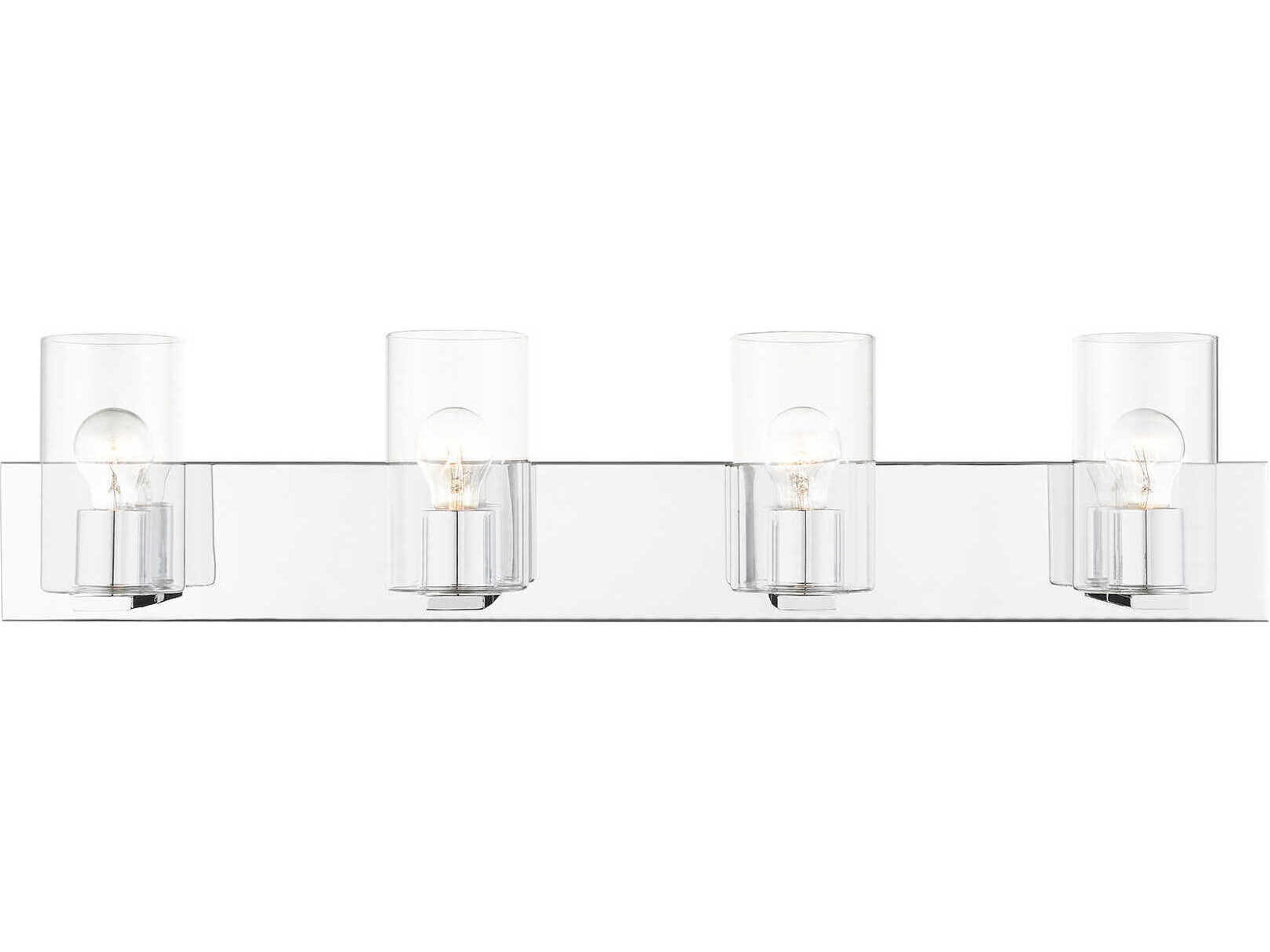 Zurich 4-Light Polished Chrome Clear Glass Vanity Light