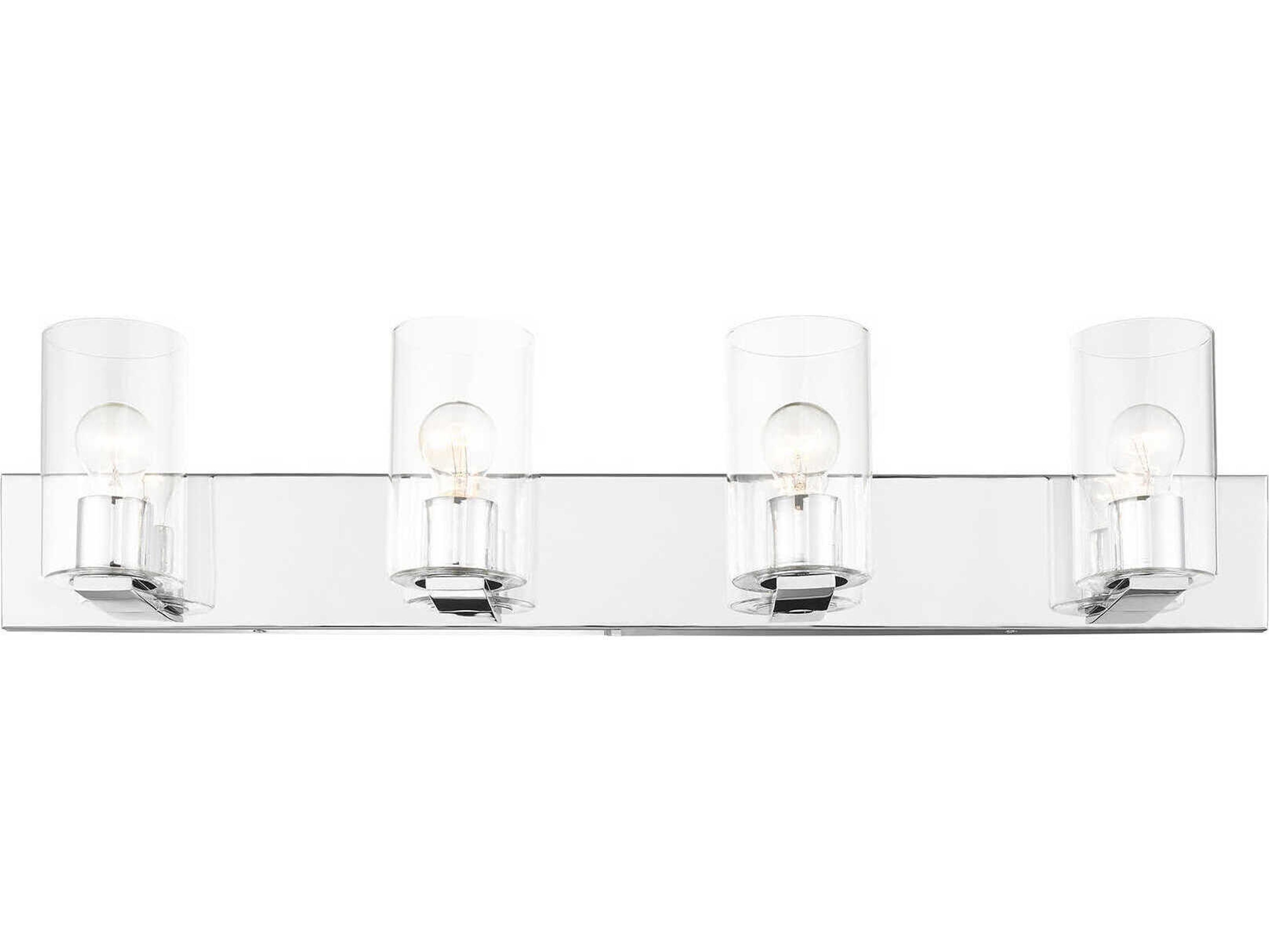 Livex Lighting Zurich 4-Light Polished Chrome Clear Glass Vanity Light