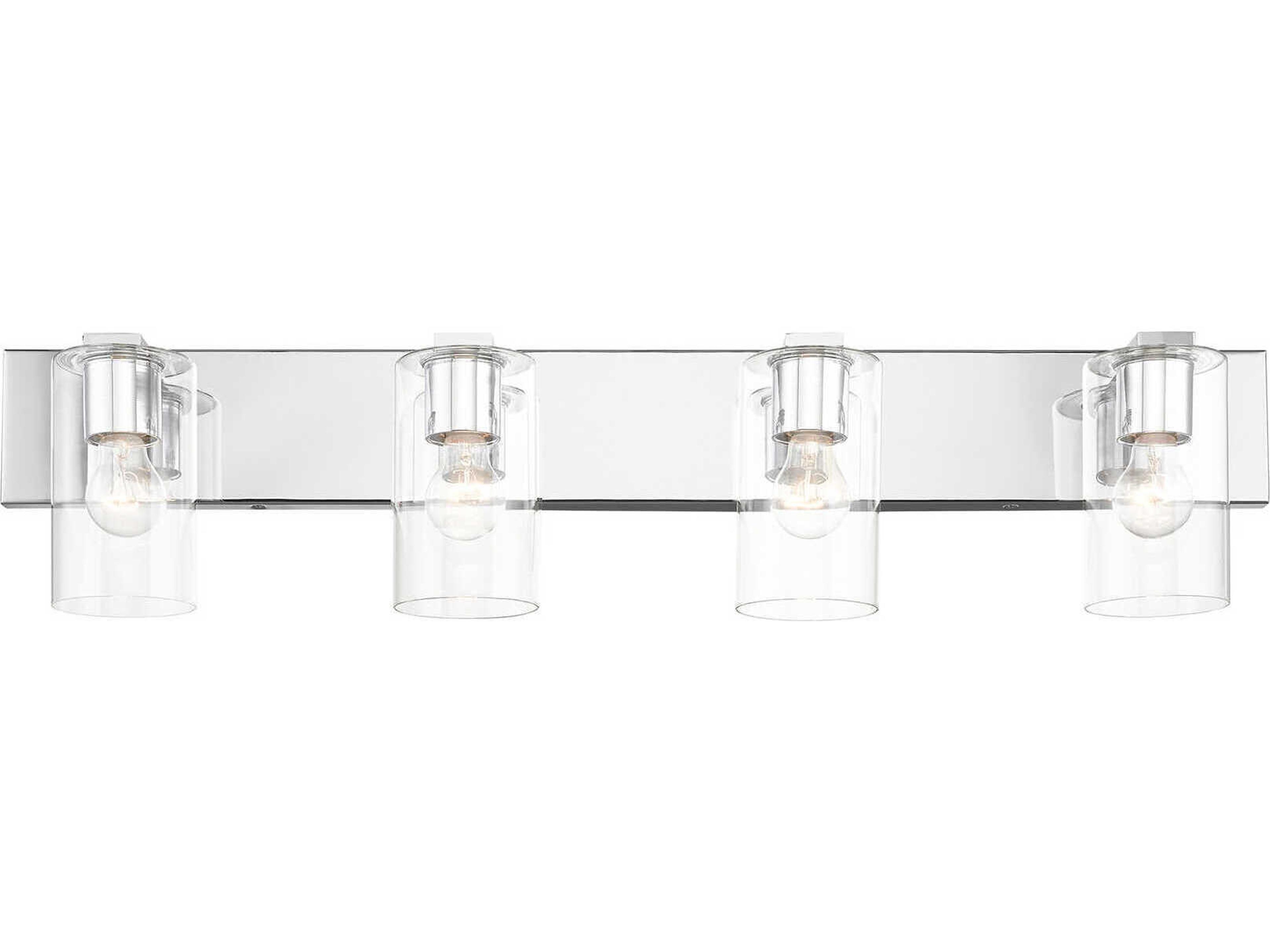 Livex Lighting Zurich 4-Light Polished Chrome Clear Glass Vanity Light