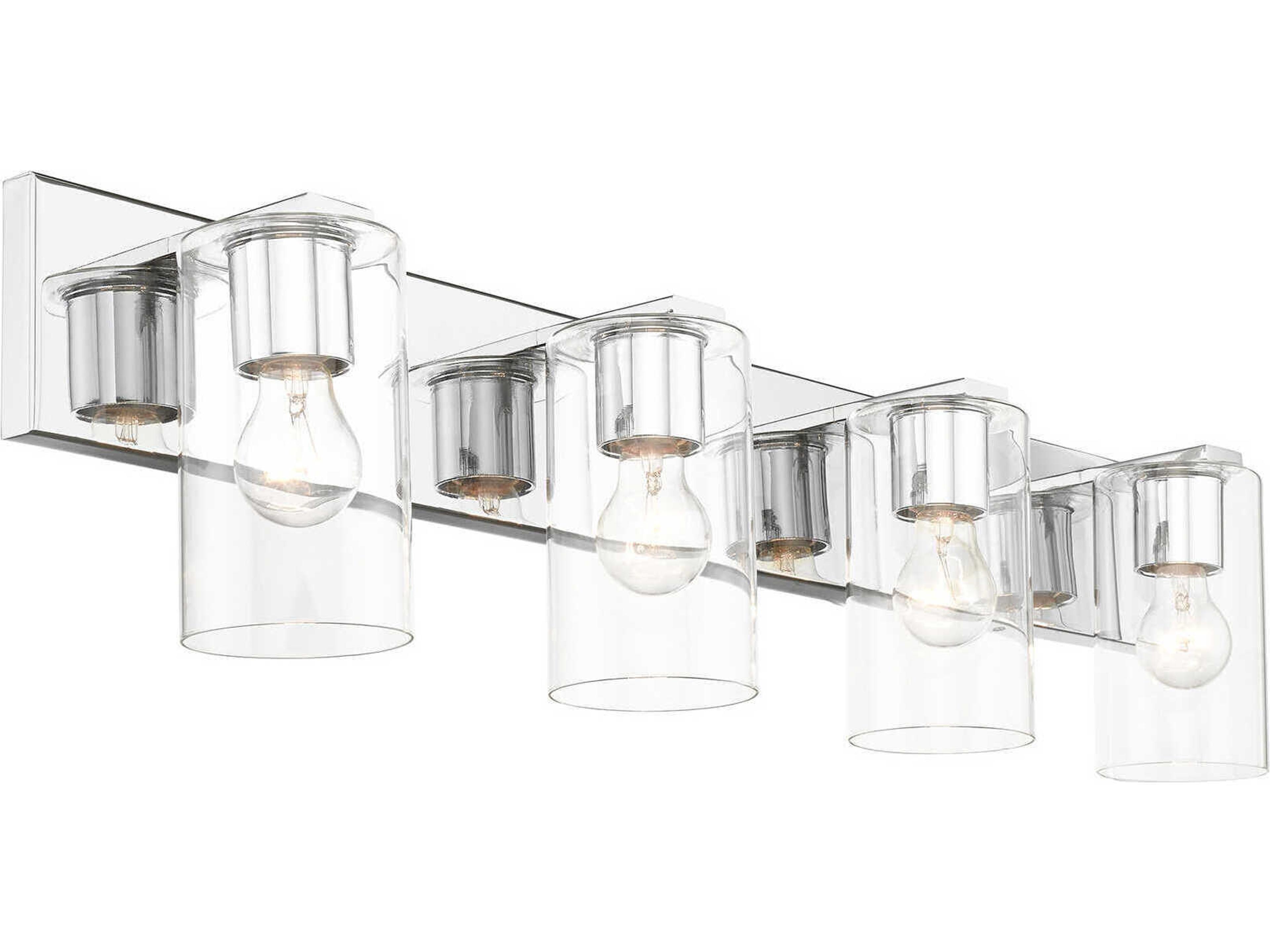 Livex Lighting Zurich 4-Light Polished Chrome Clear Glass Vanity Light