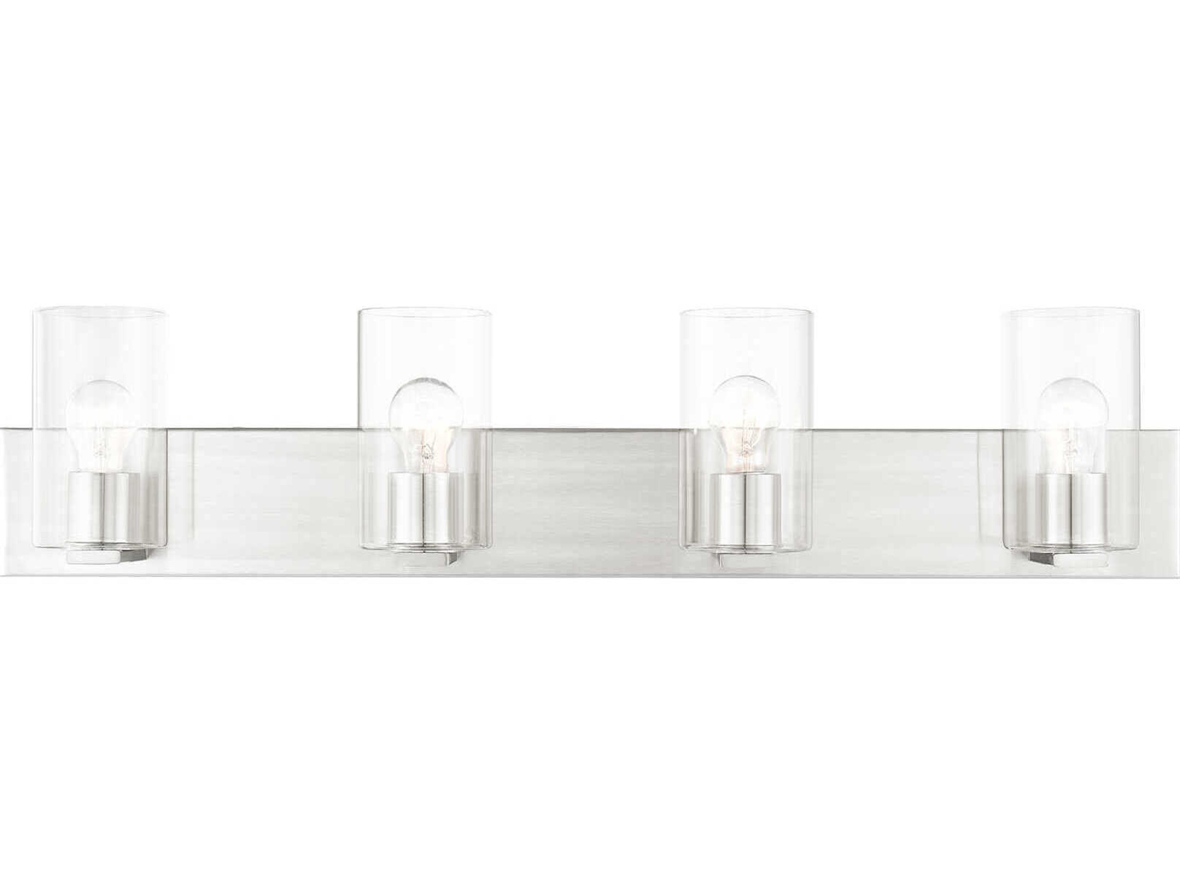 Zurich 4-Light Brushed Nickel Clear Glass Vanity Light