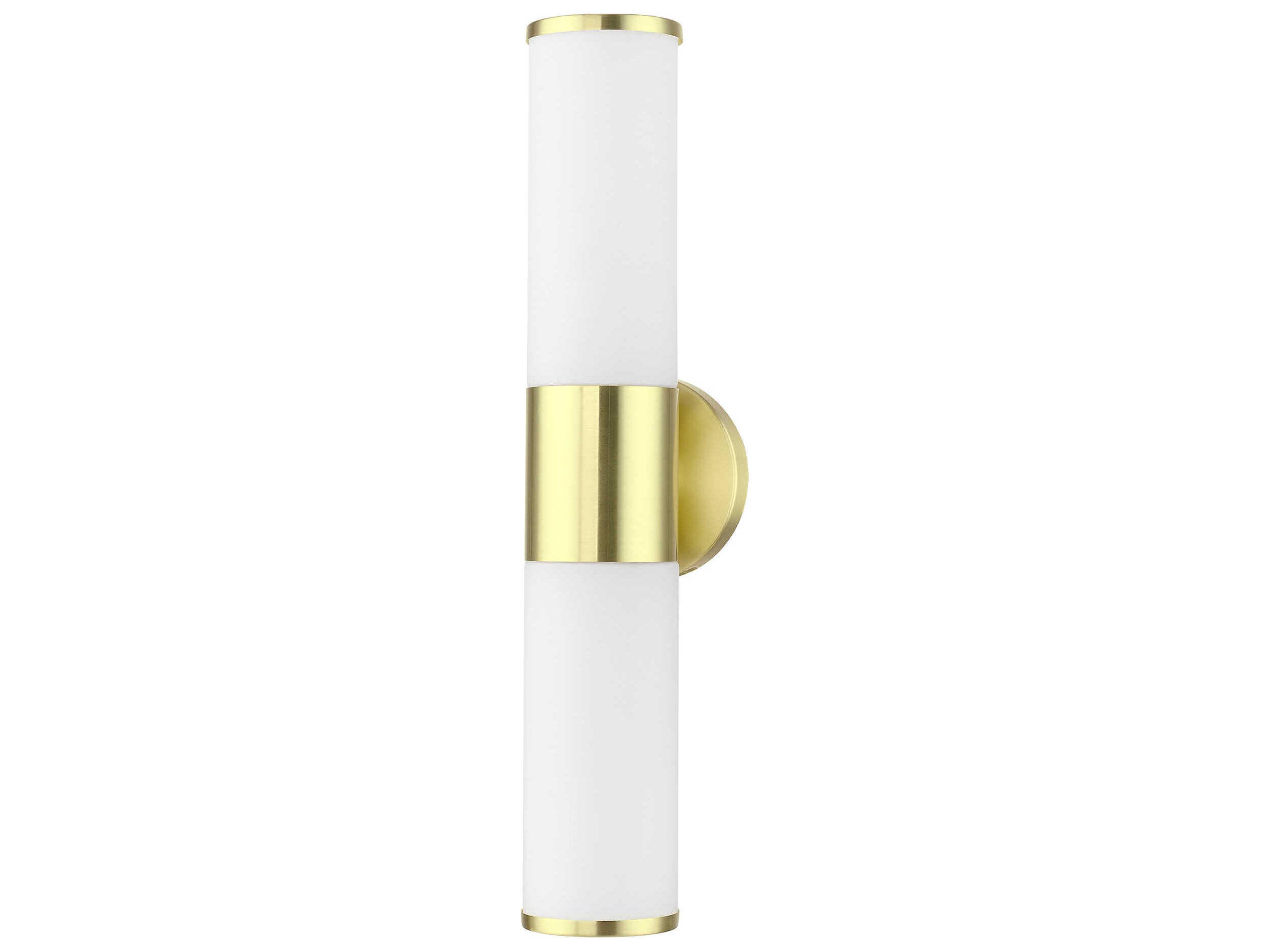Livex Lighting Lindale 2-Light Satin Brass Glass Vanity Light