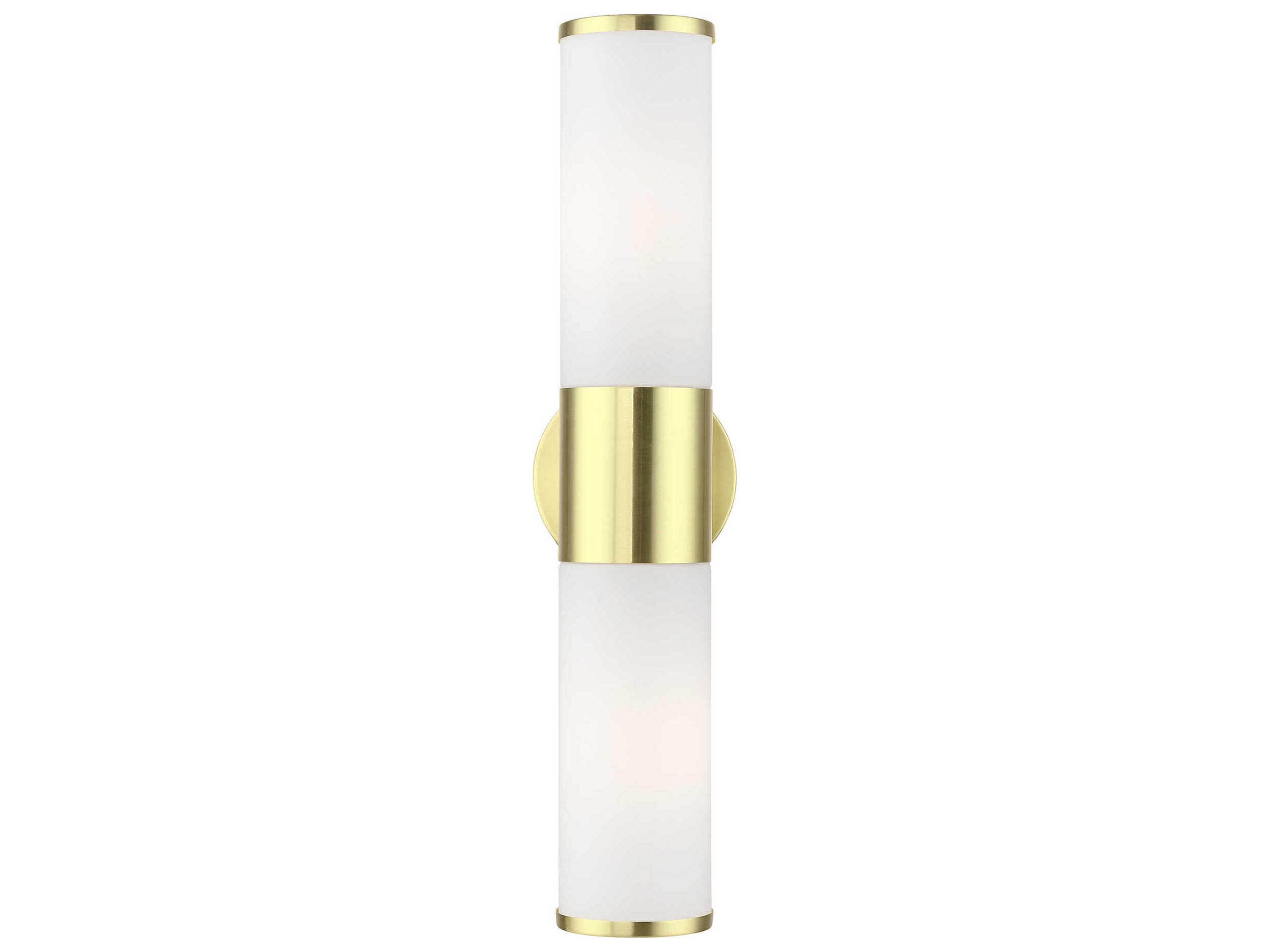 Livex Lighting Lindale 2-Light Satin Brass Glass Vanity Light
