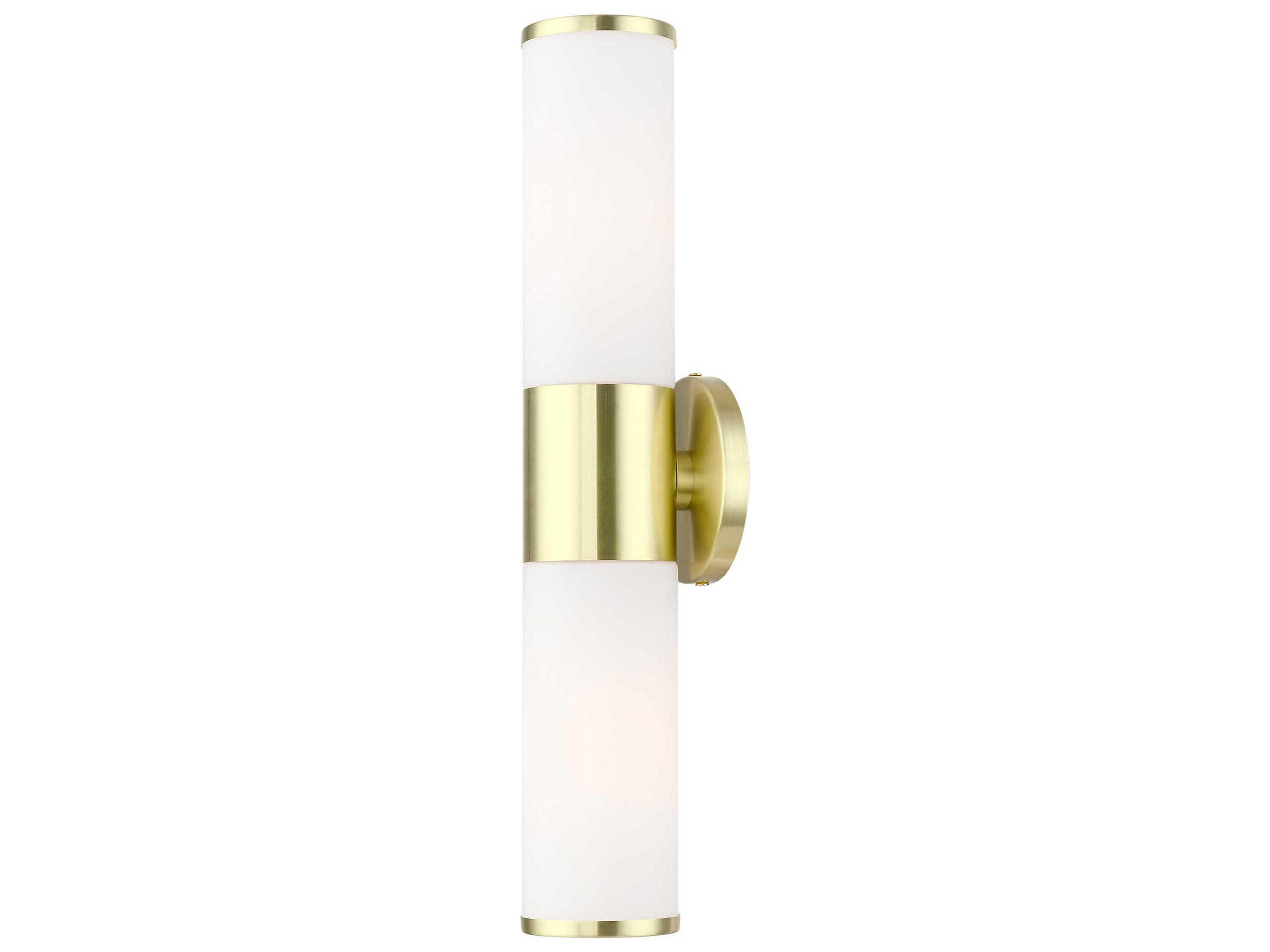 Livex Lighting Lindale 2-Light Satin Brass Glass Vanity Light