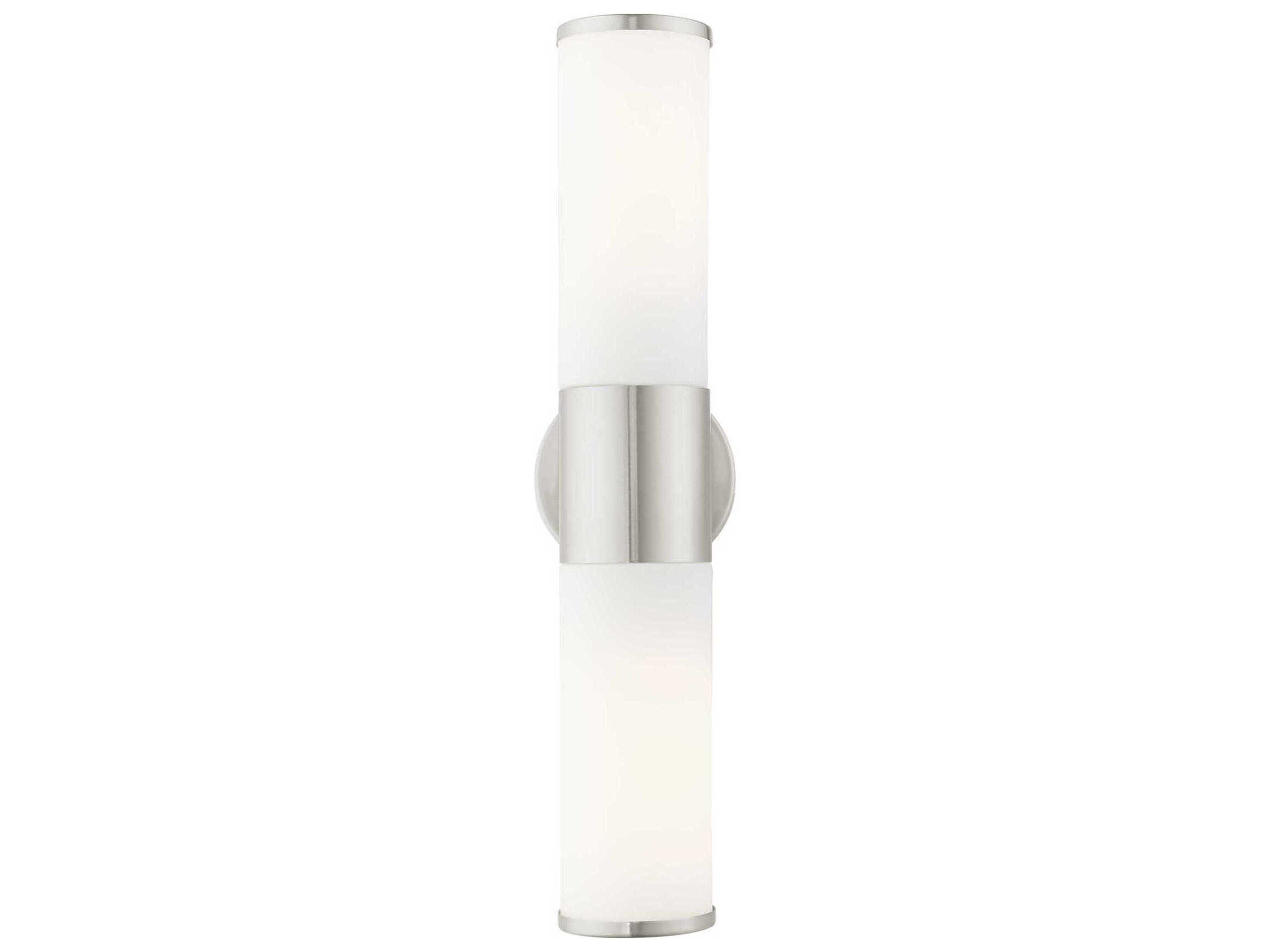 Livex Lighting Lindale 2-Light Brushed Nickel Glass Vanity Light
