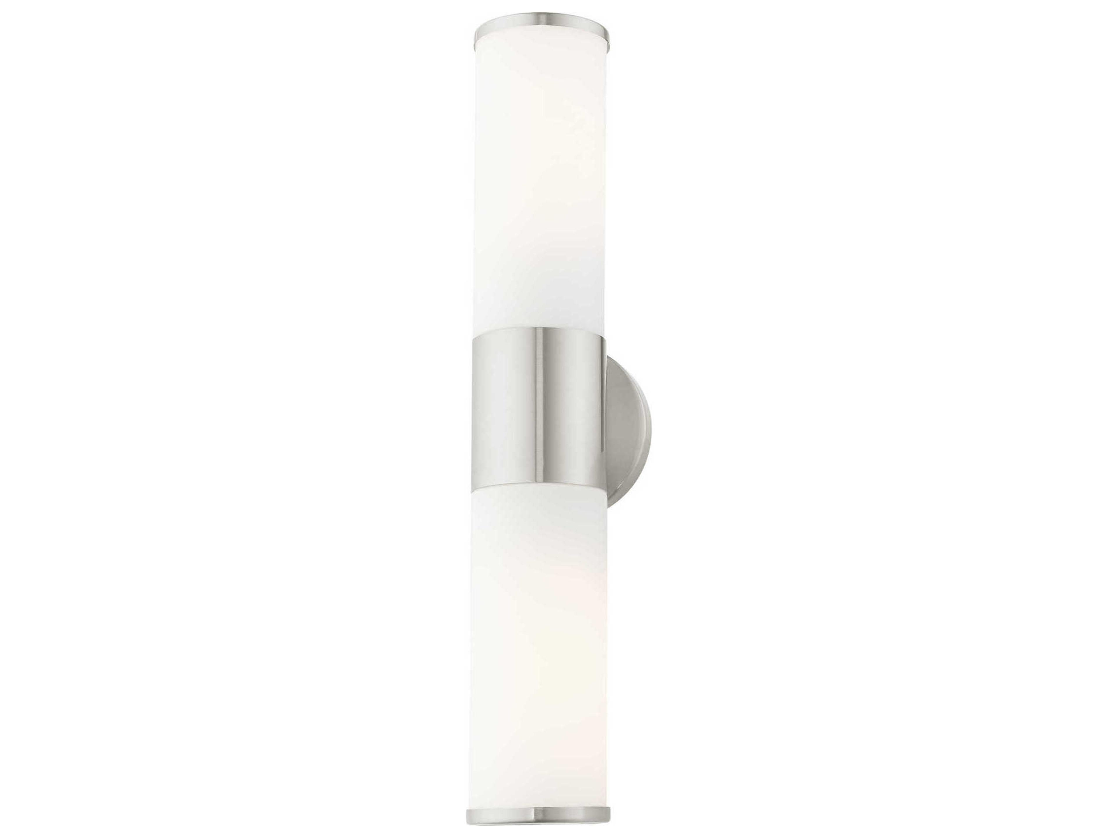 Livex Lighting Lindale 2-Light Brushed Nickel Glass Vanity Light