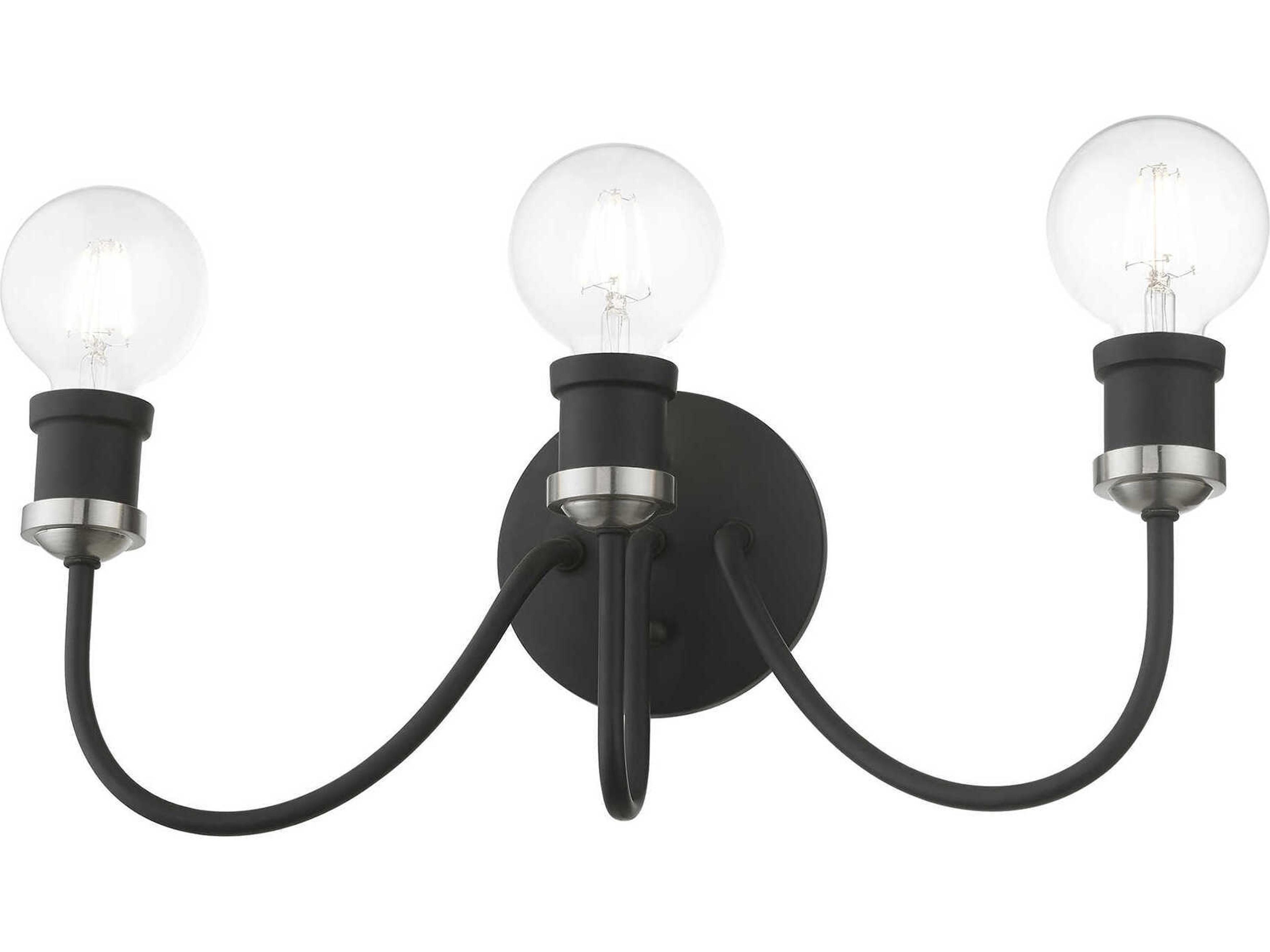 Livex Lighting Lansdale 3-Light Black Brushed Nickel Vanity Light