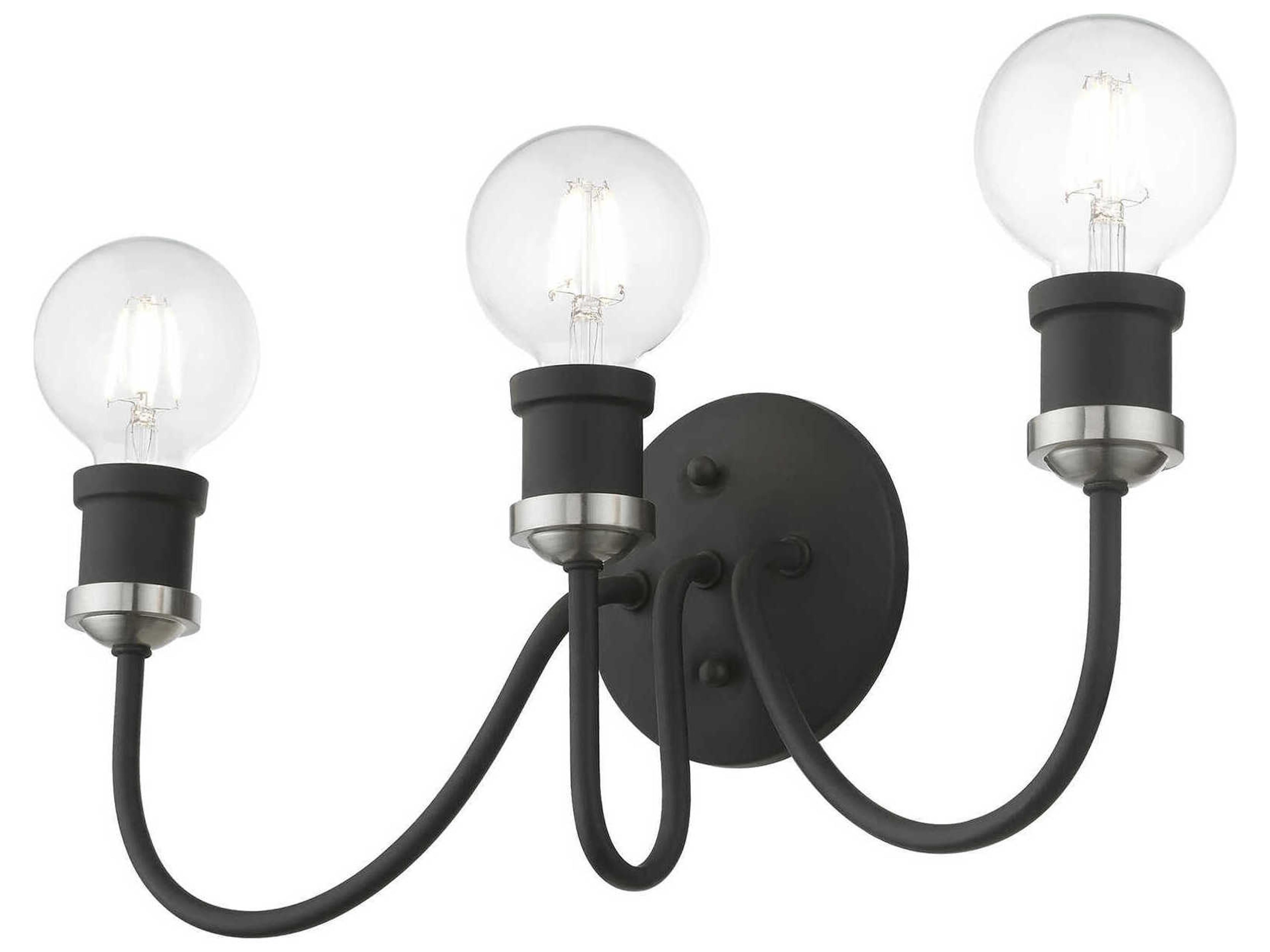 Livex Lighting Lansdale 3-Light Black Brushed Nickel Vanity Light