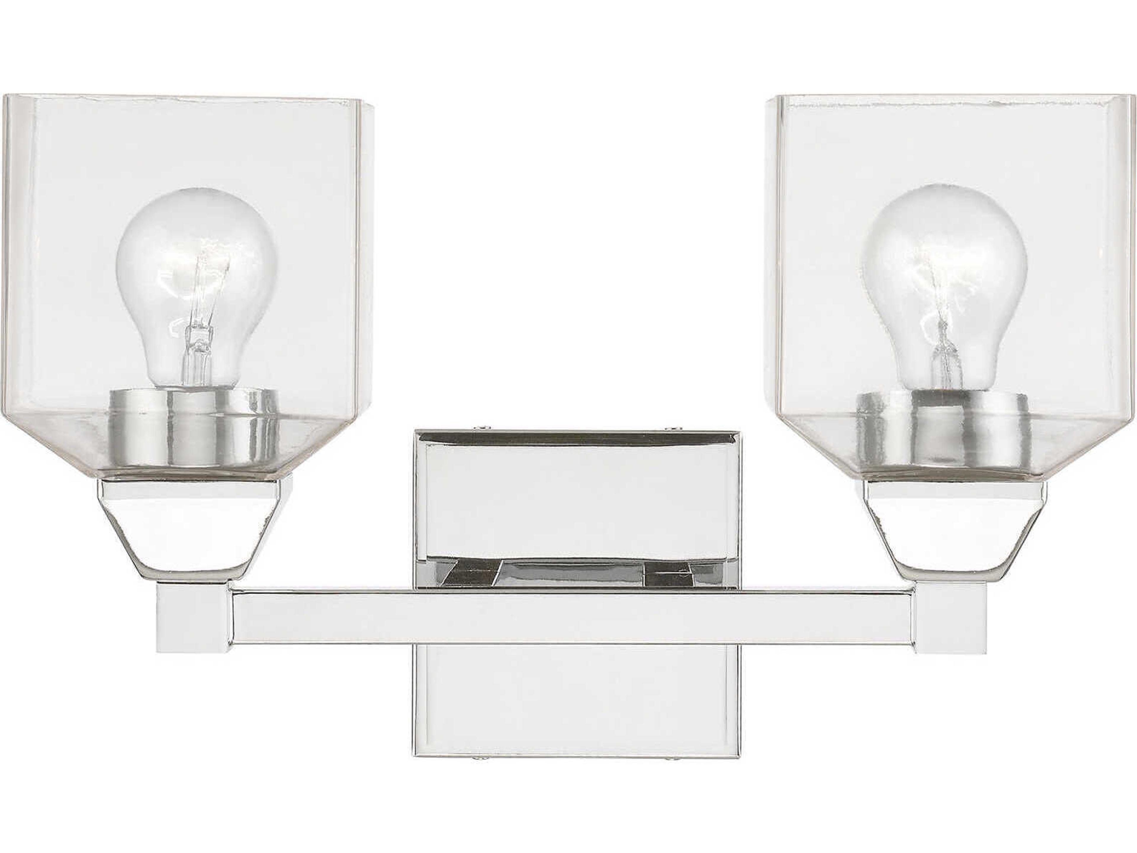 Aragon 2-Light Polished Chrome Glass Vanity Light