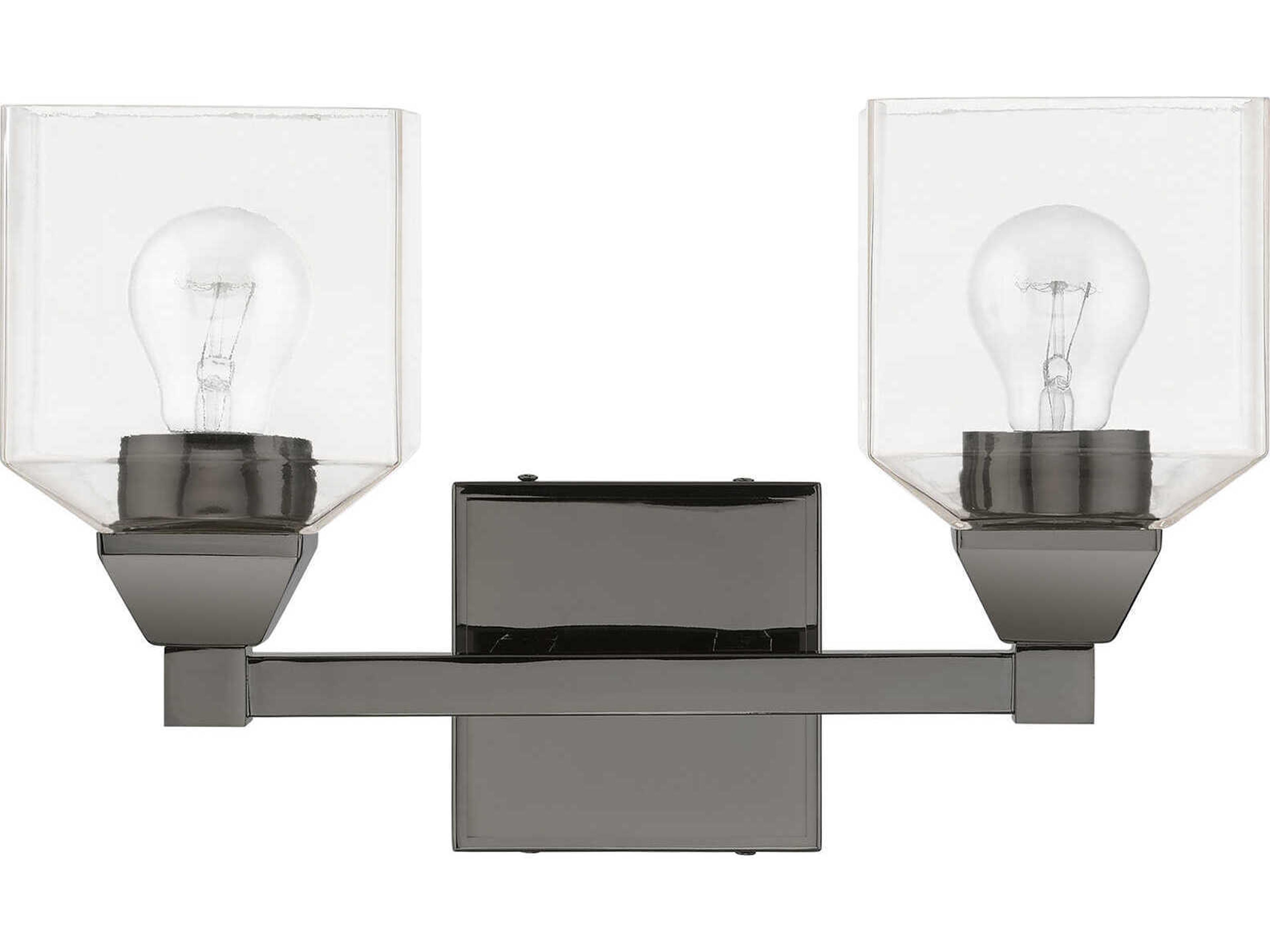 Aragon 2-Light Black Chrome Glass Vanity Light