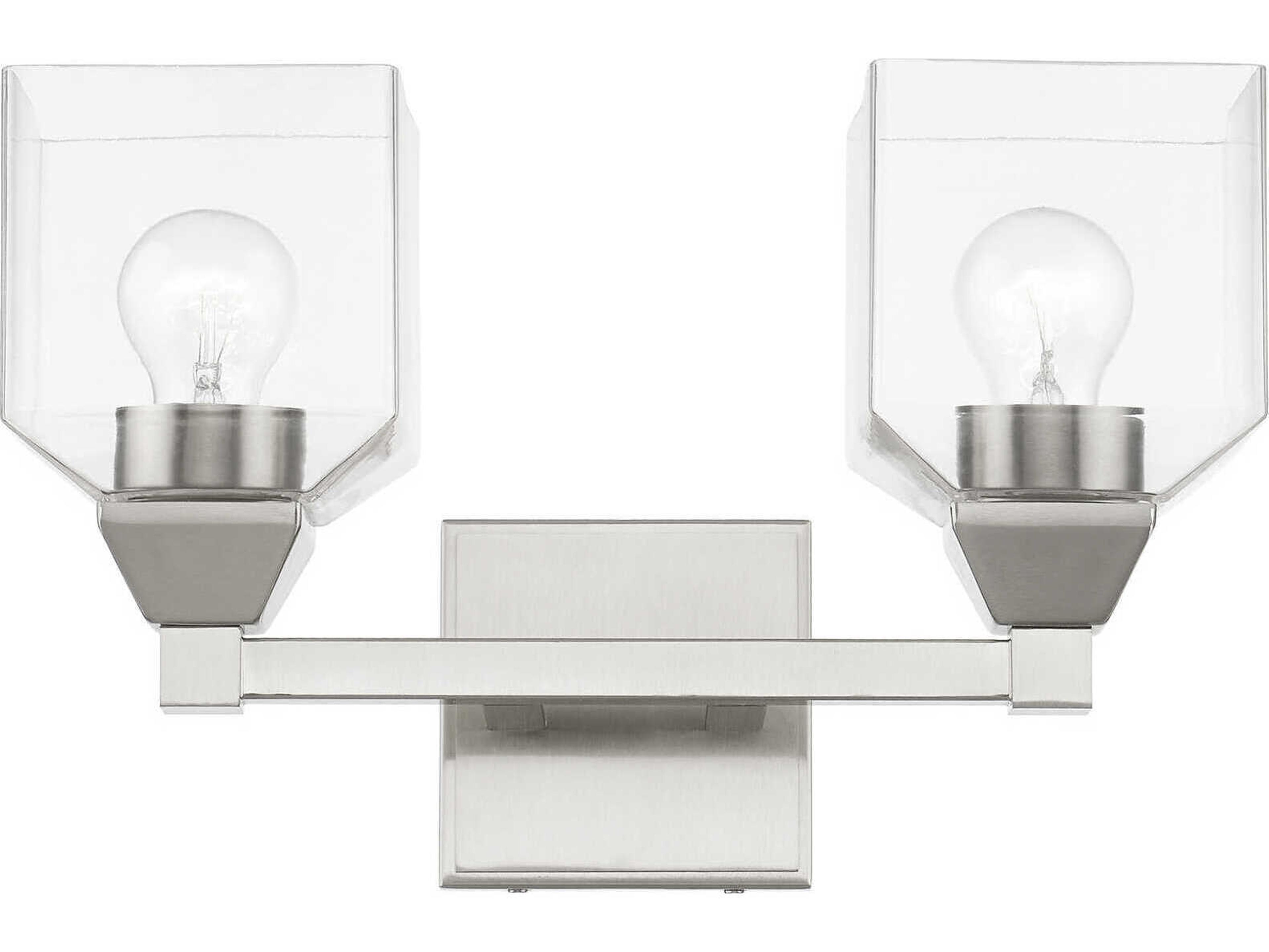 Aragon 2-Light Brushed Nickel Glass Vanity Light