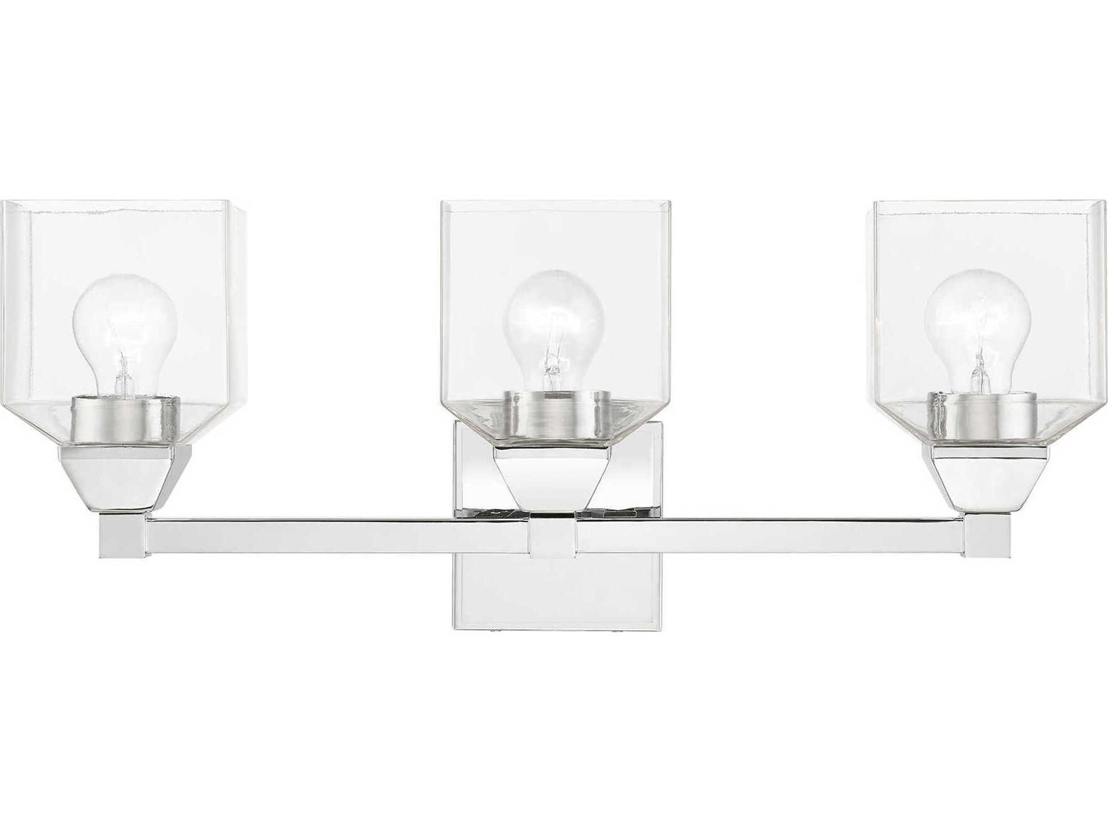 Aragon 3-Light Polished Chrome Glass Vanity Light