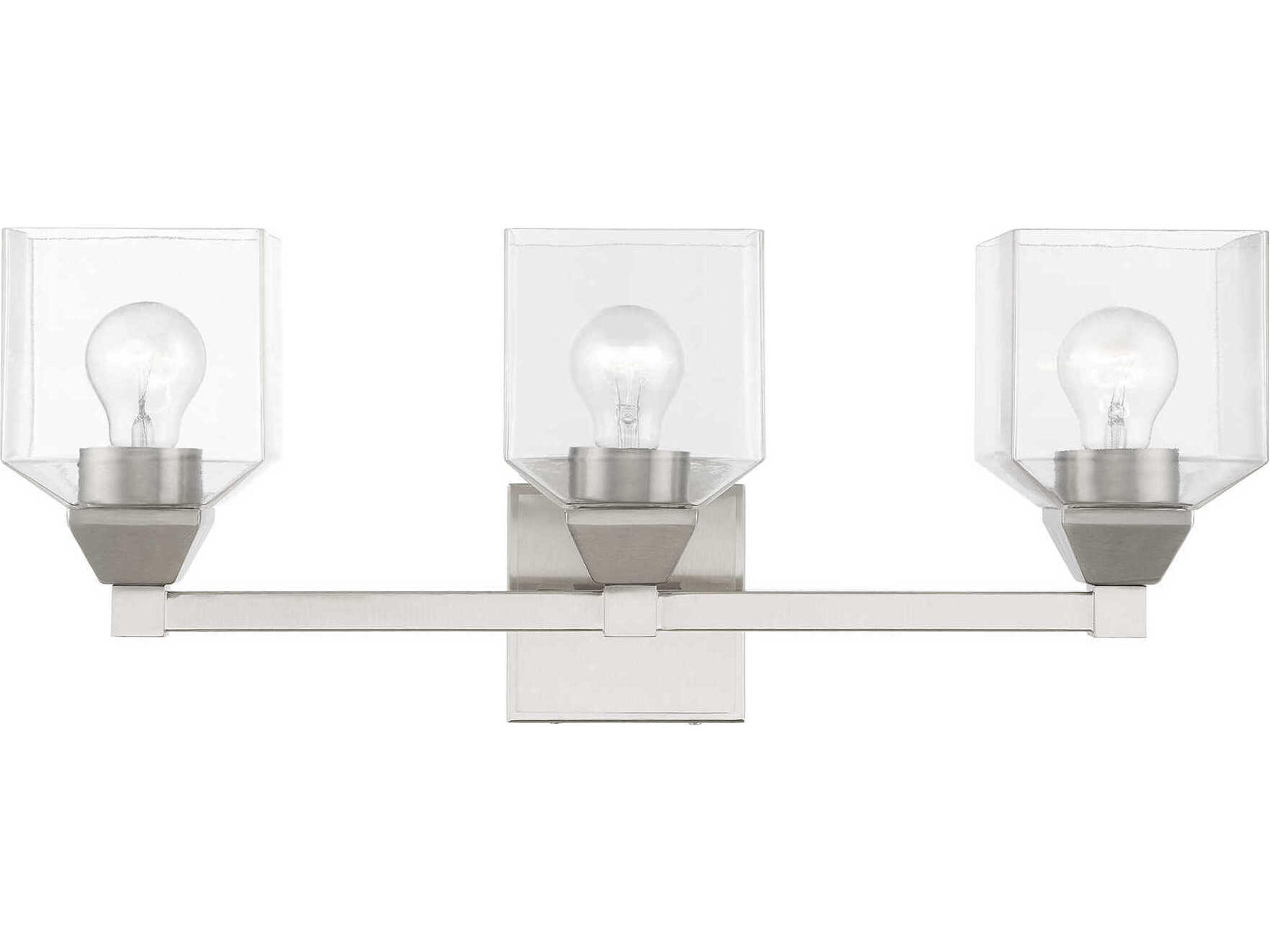 Aragon 3-Light Brushed Nickel Glass Vanity Light