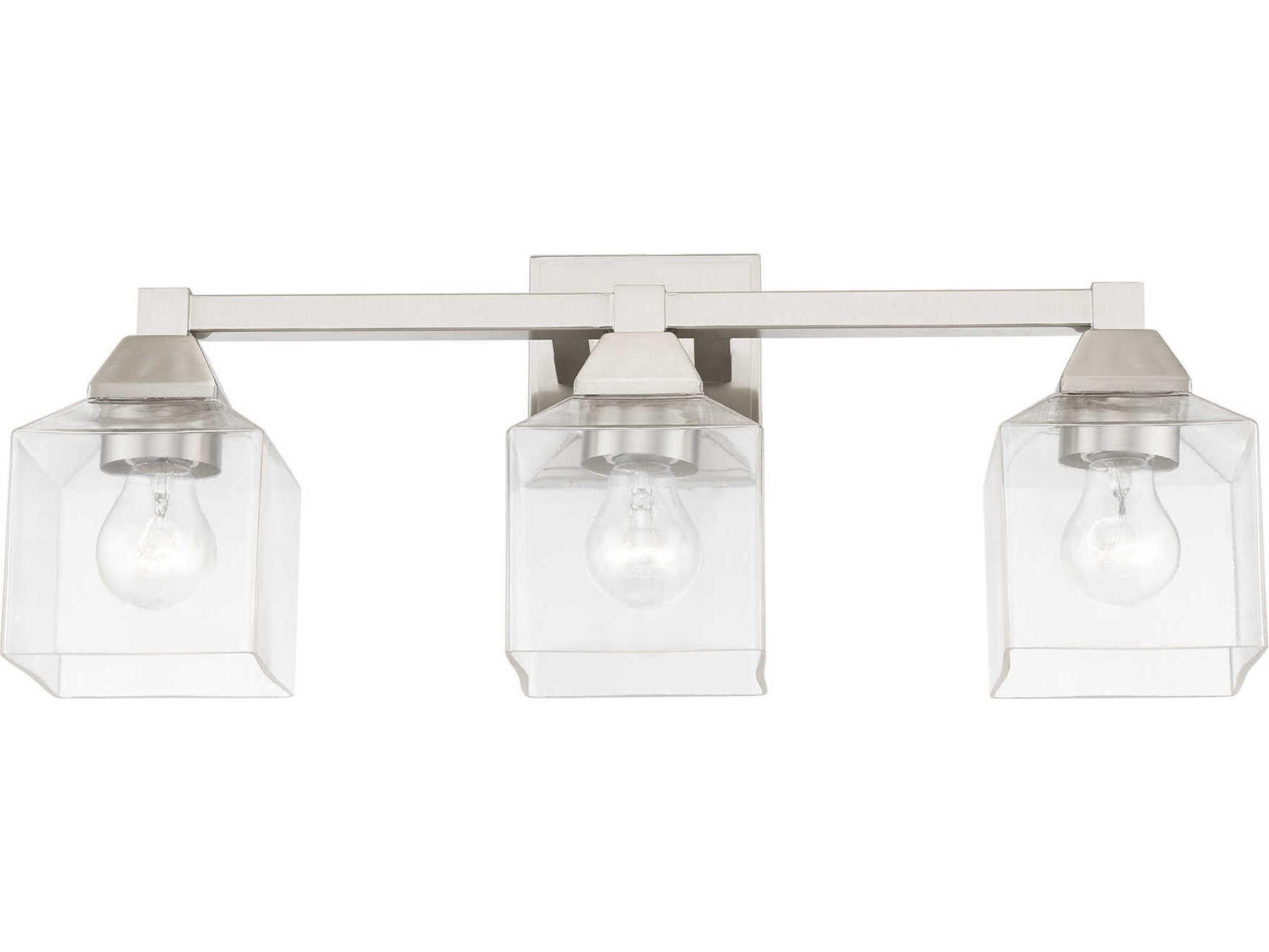 Livex Lighting Aragon 3-Light Brushed Nickel Glass Vanity Light