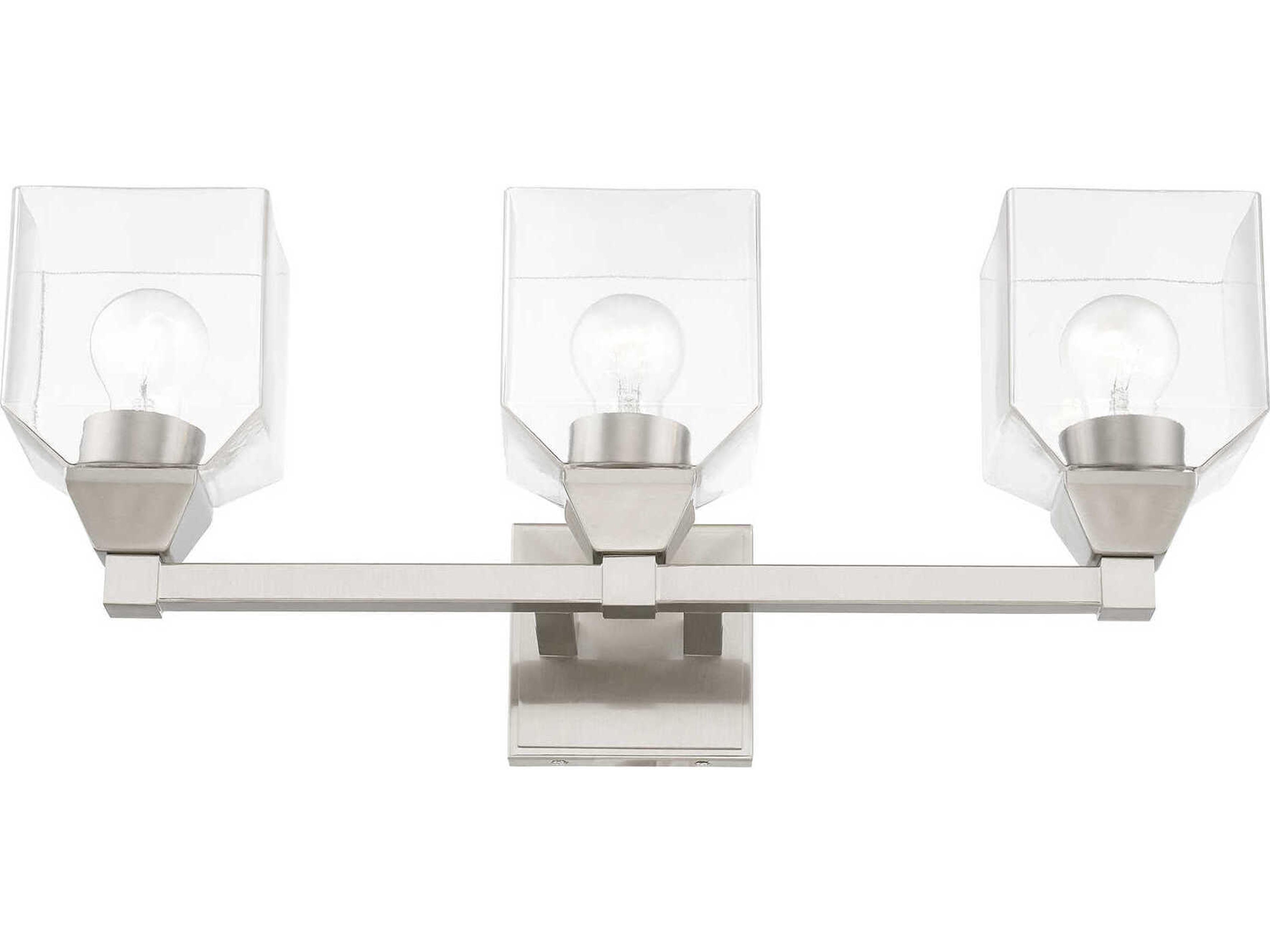 Livex Lighting Aragon 3-Light Brushed Nickel Glass Vanity Light