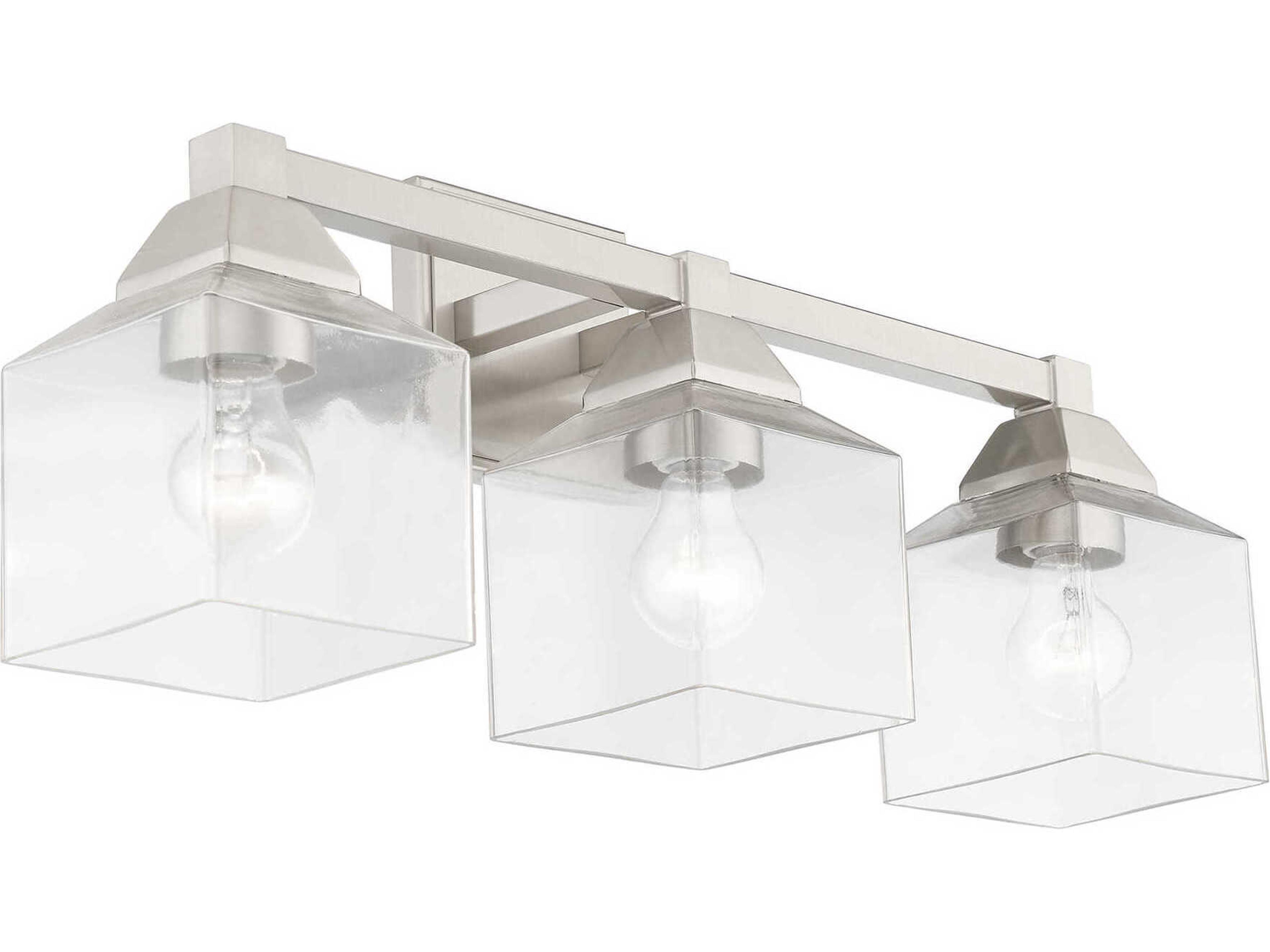 Livex Lighting Aragon 3-Light Brushed Nickel Glass Vanity Light