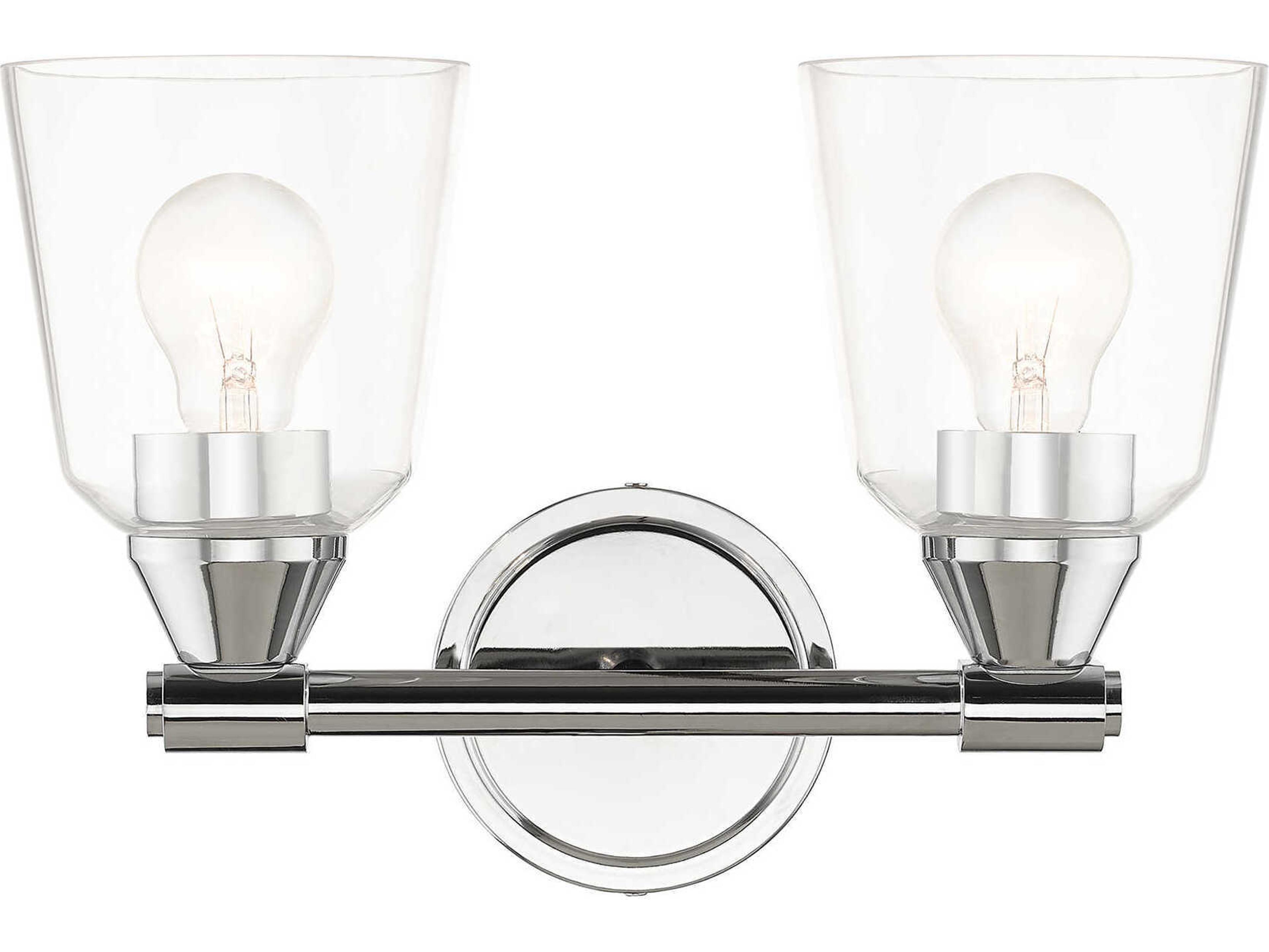 Catania 2-Light Polished Chrome Glass Vanity Light