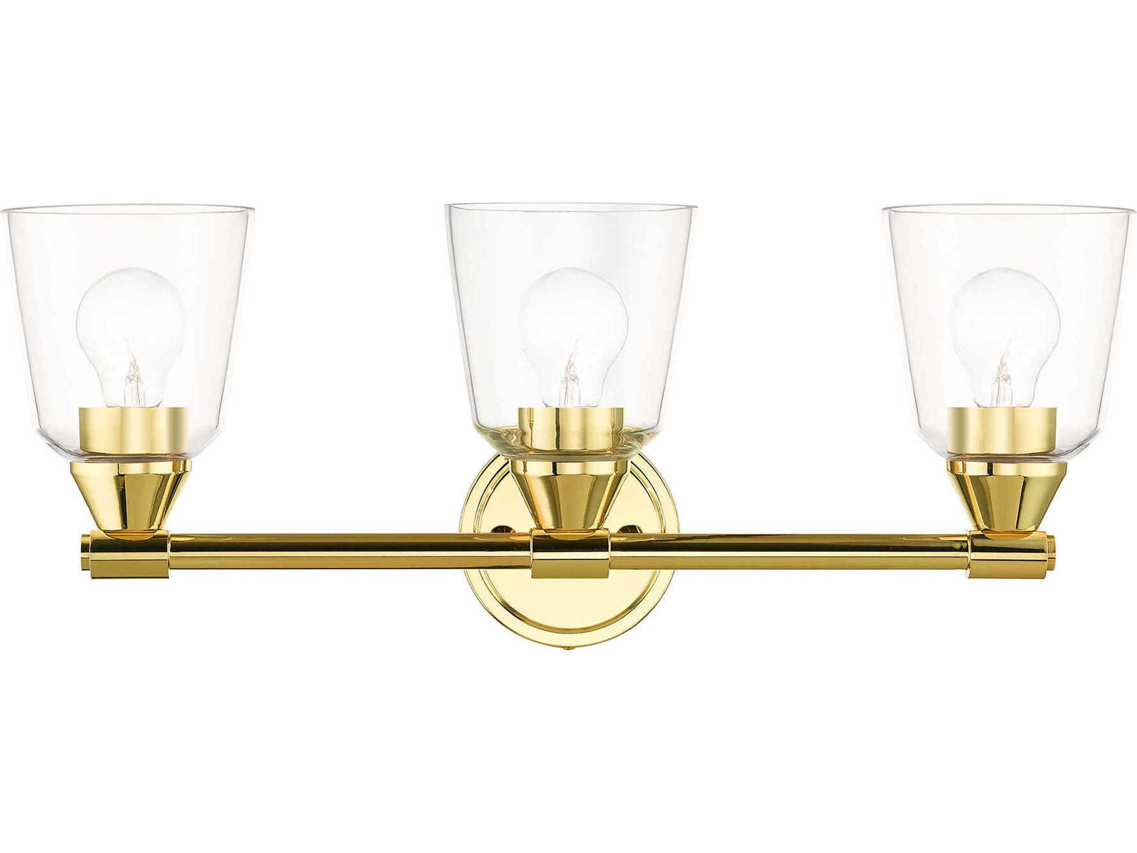 Catania 3-Light Polished Brass Glass Vanity Light