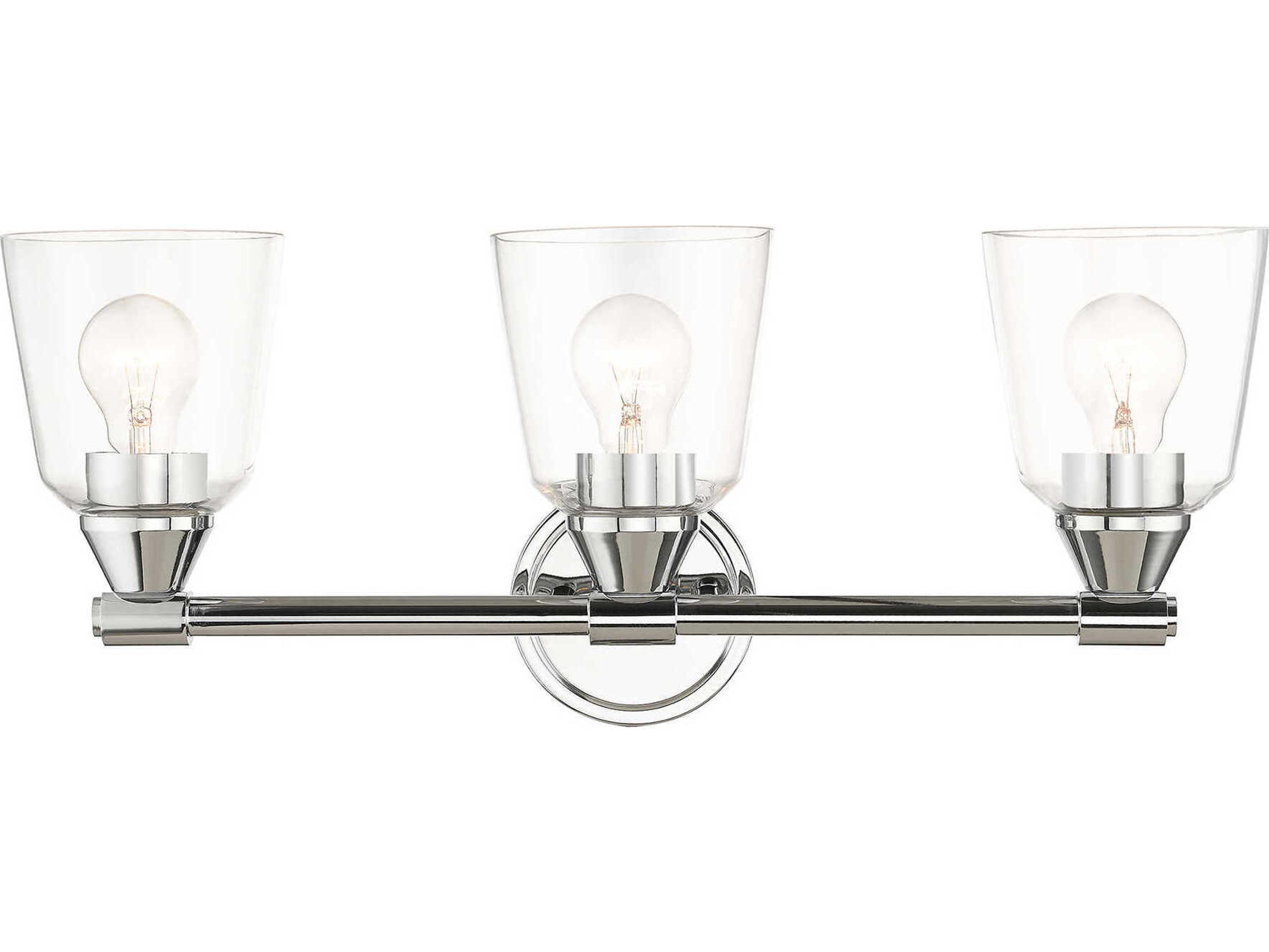 Catania 3-Light Polished Chrome Glass Vanity Light