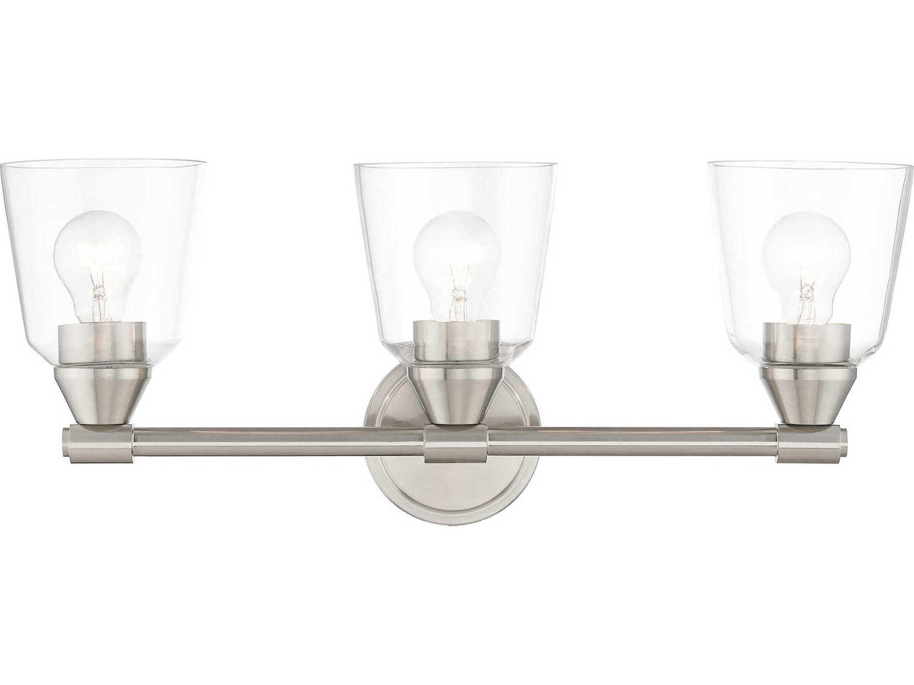 Catania 3-Light Brushed Nickel Glass Vanity Light