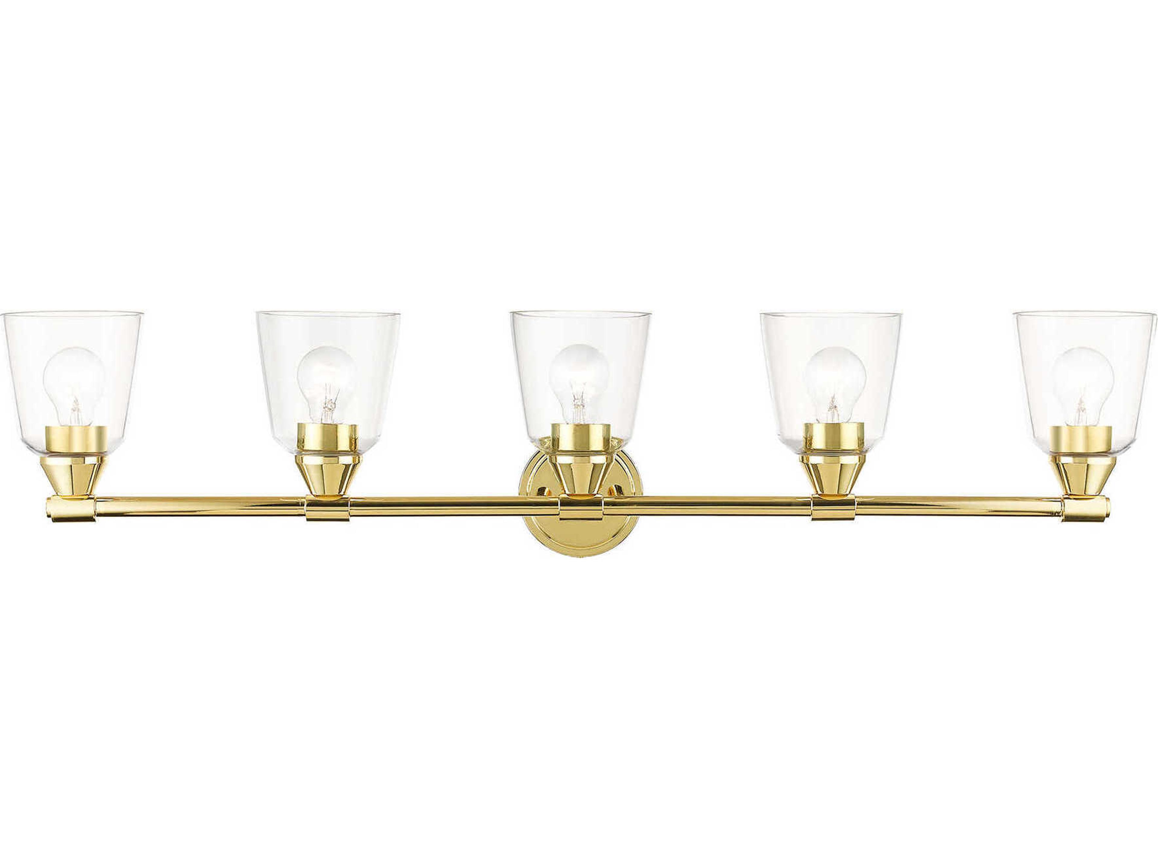 Catania 5-Light Polished Brass Glass Vanity Light