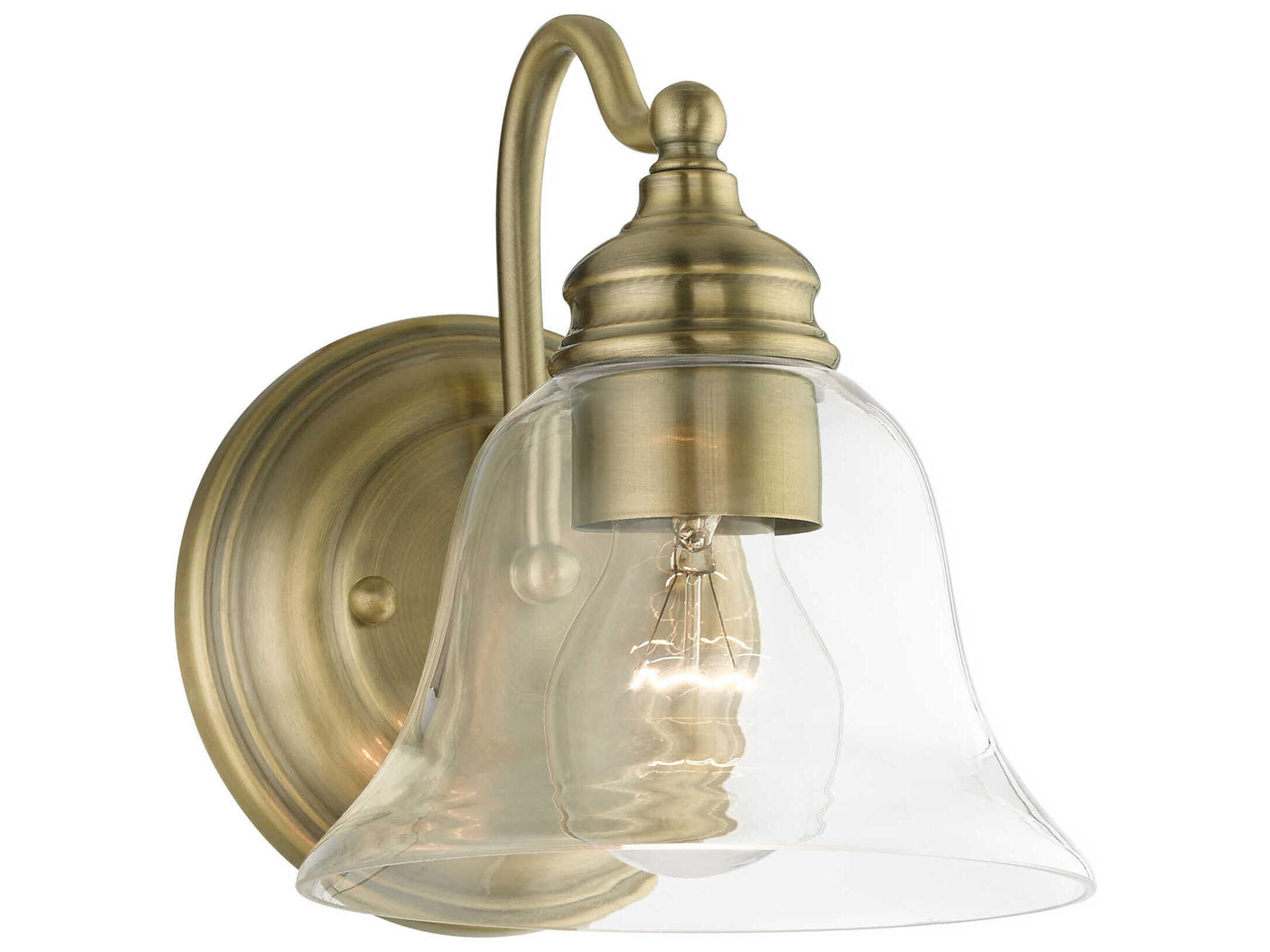 Livex Lighting Moreland 1-Light Antique Brass Glass Wall Sconce