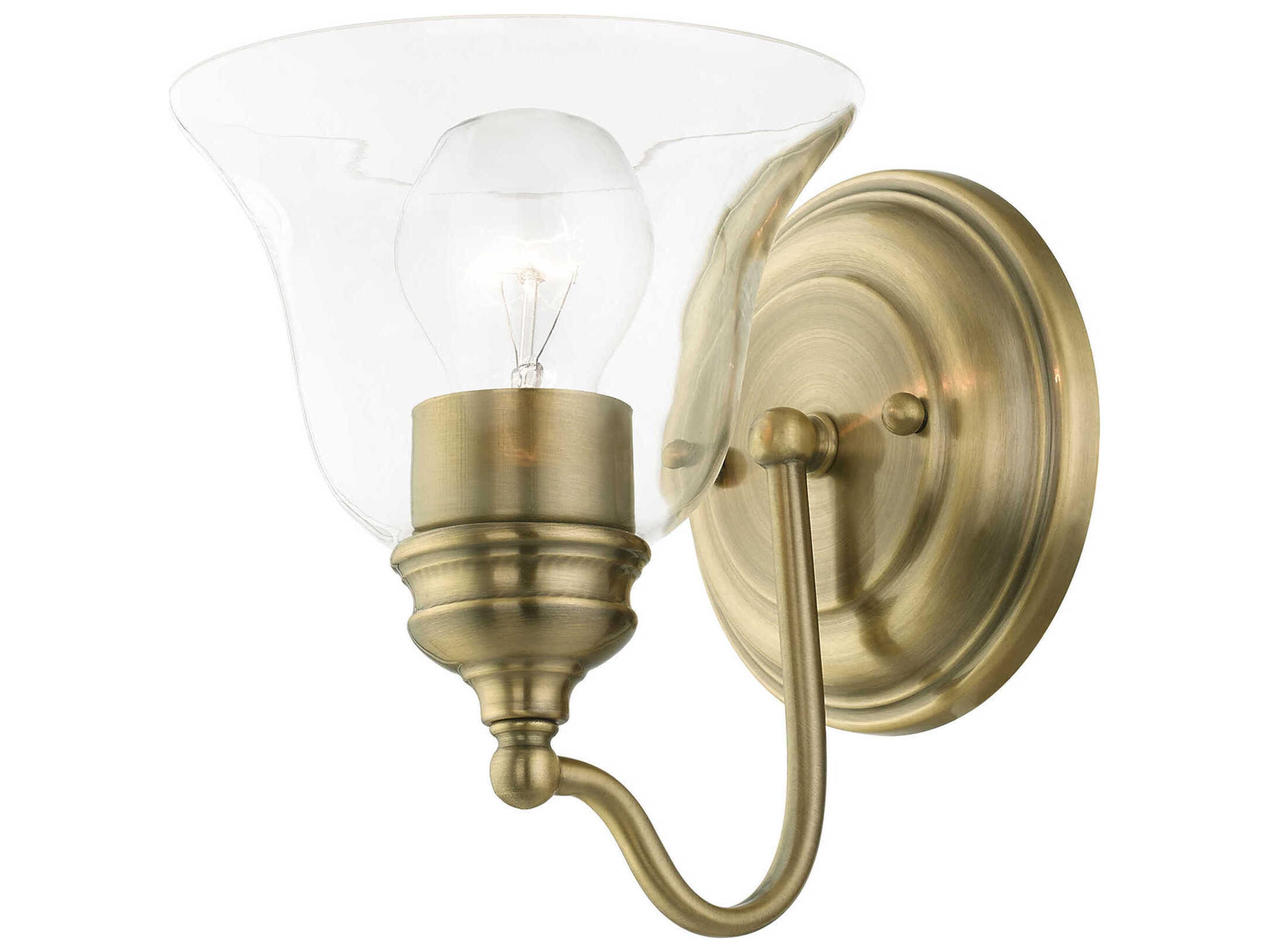 Livex Lighting Moreland 1-Light Antique Brass Glass Wall Sconce