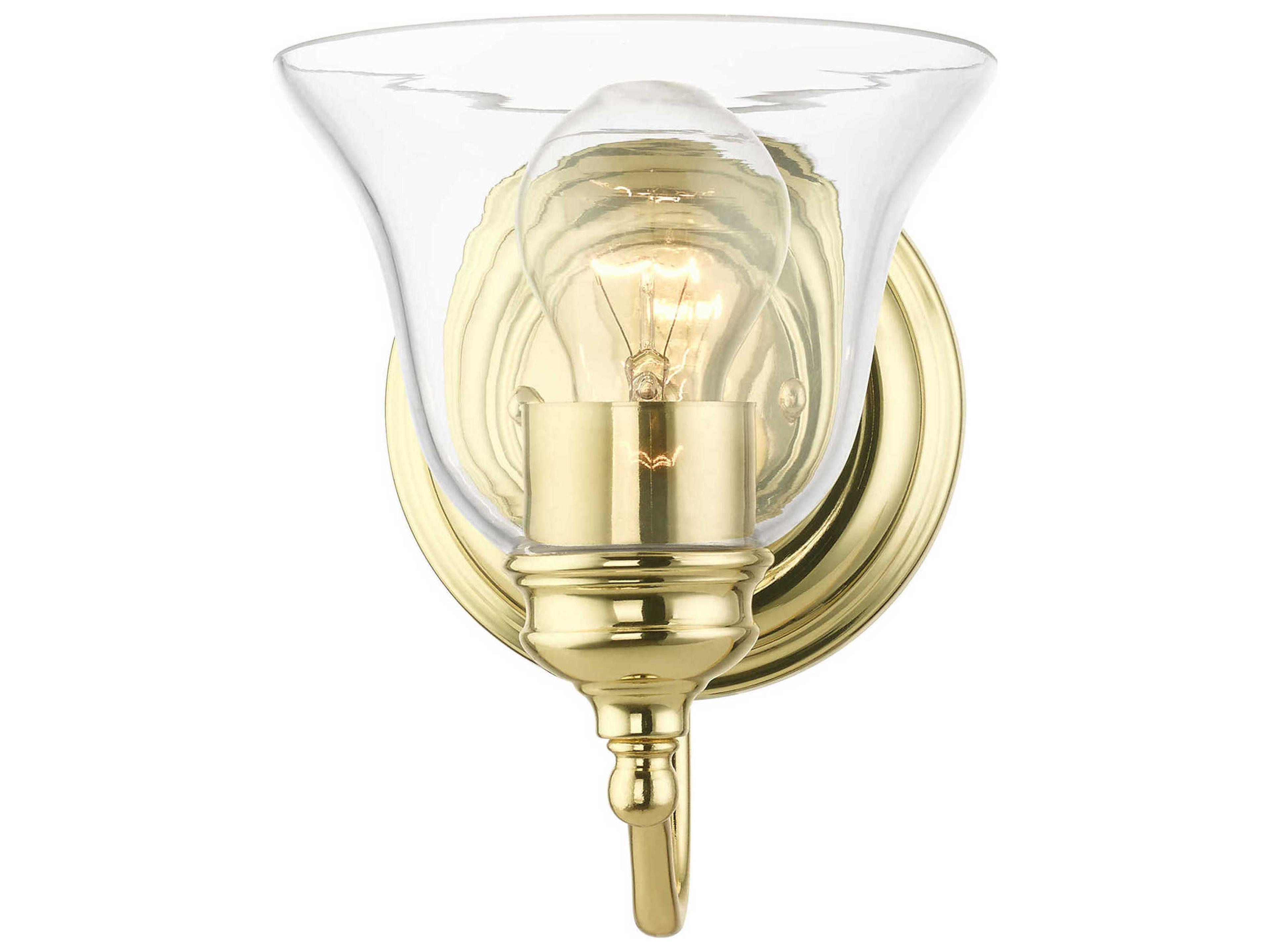 Livex Lighting Moreland 1-Light Polished Brass Glass Wall Sconce