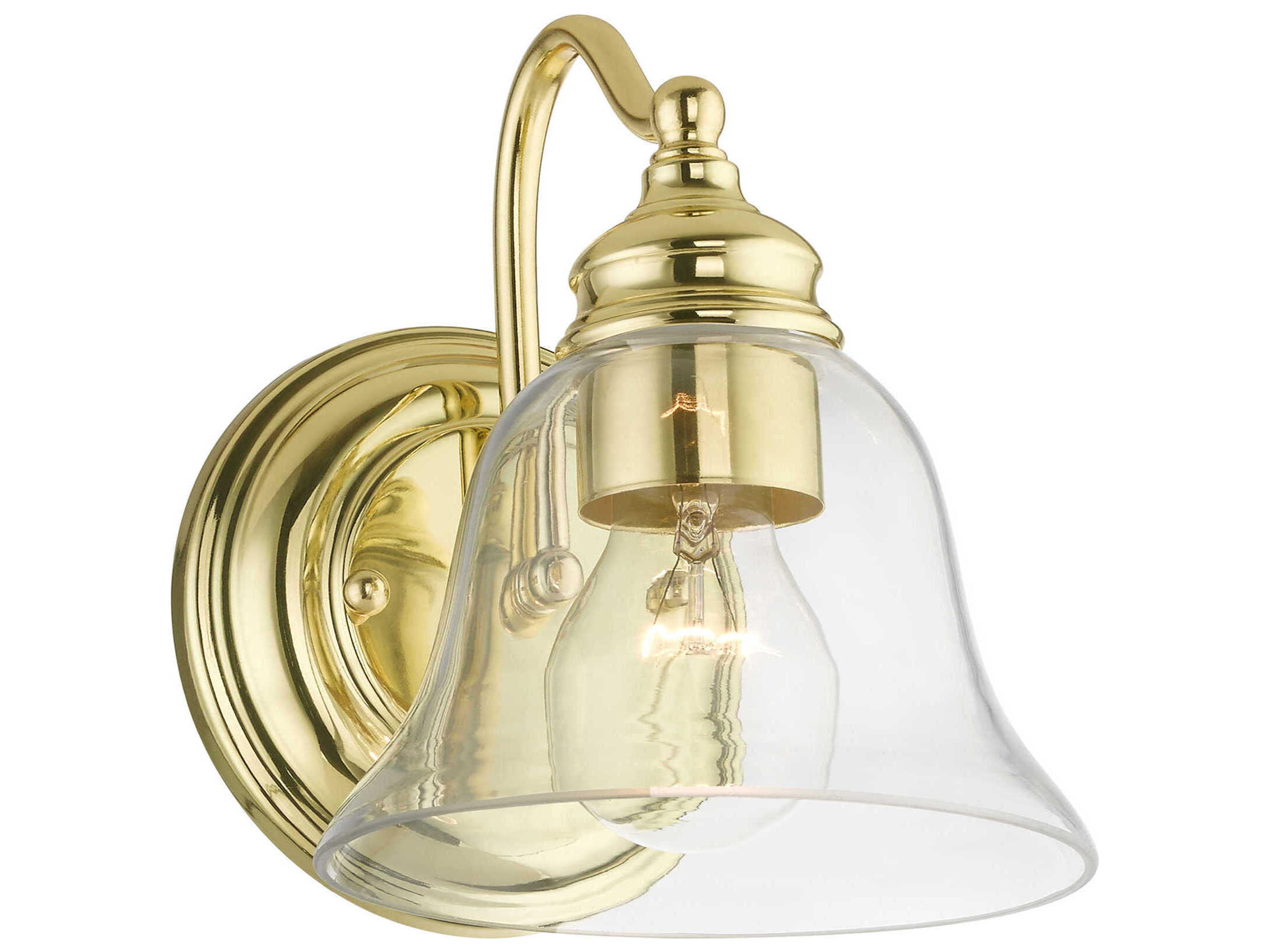 Livex Lighting Moreland 1-Light Polished Brass Glass Wall Sconce