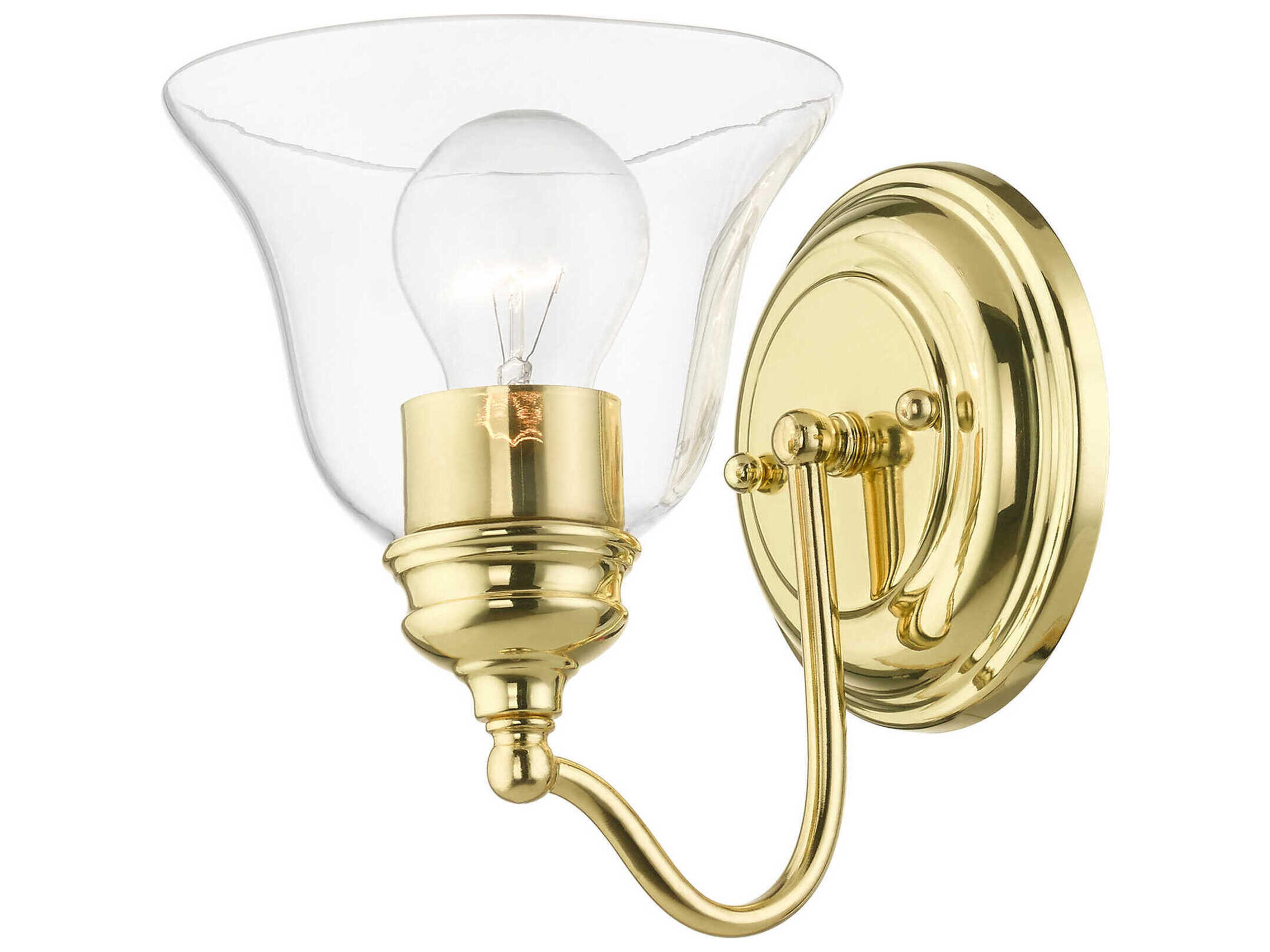 Livex Lighting Moreland 1-Light Polished Brass Glass Wall Sconce