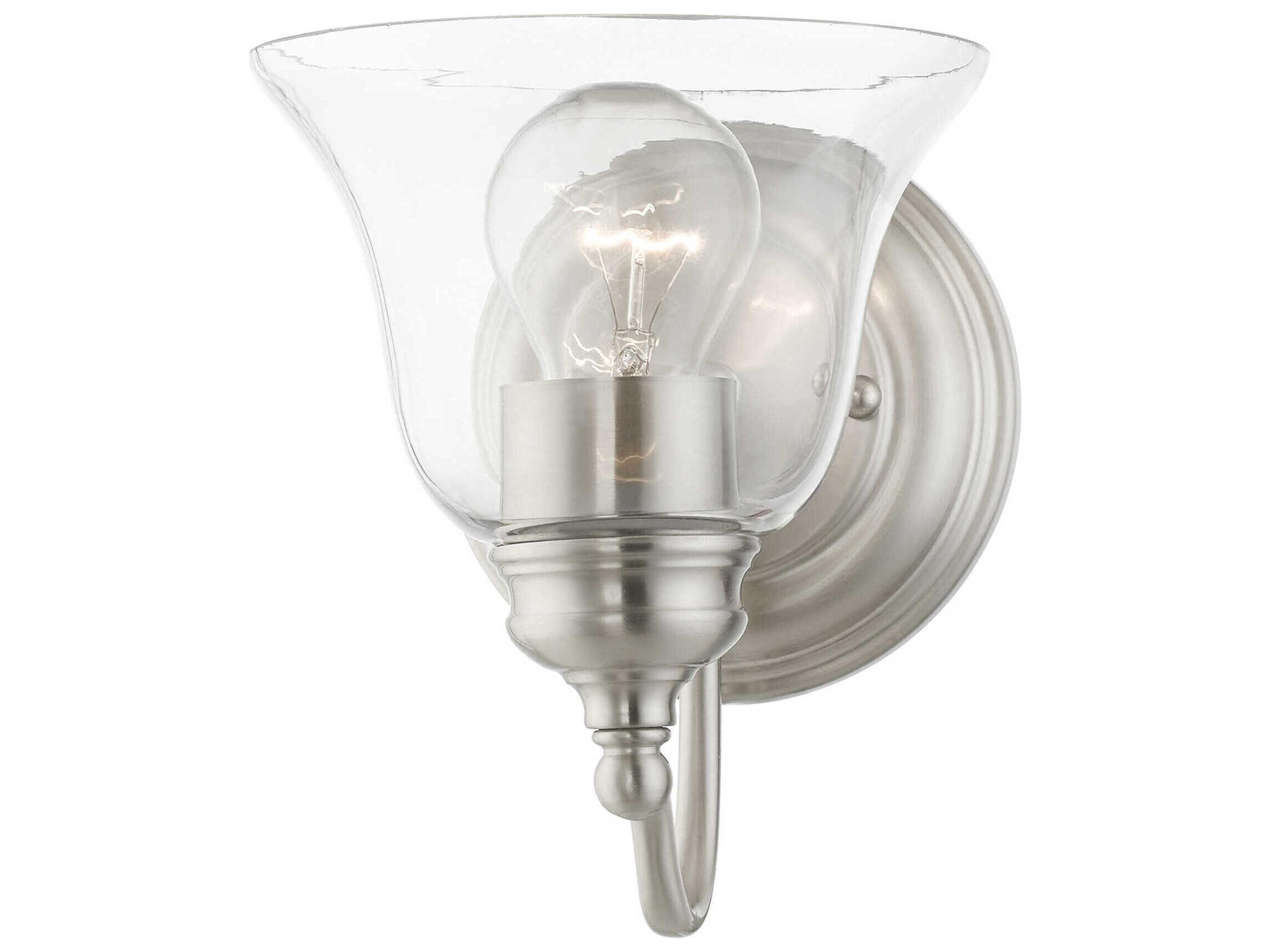 Livex Lighting Moreland 1-Light Brushed Nickel Glass Wall Sconce
