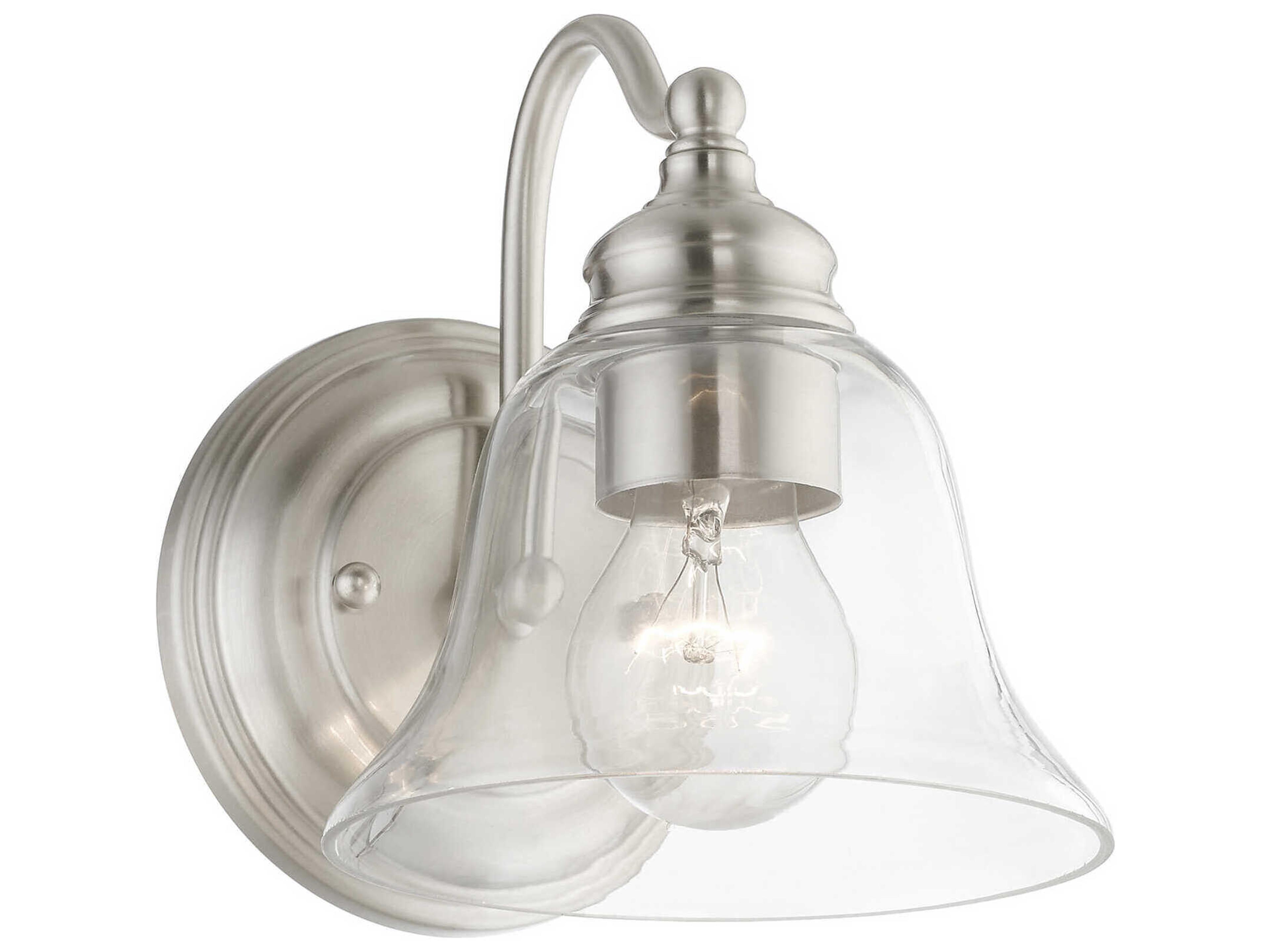 Livex Lighting Moreland 1-Light Brushed Nickel Glass Wall Sconce