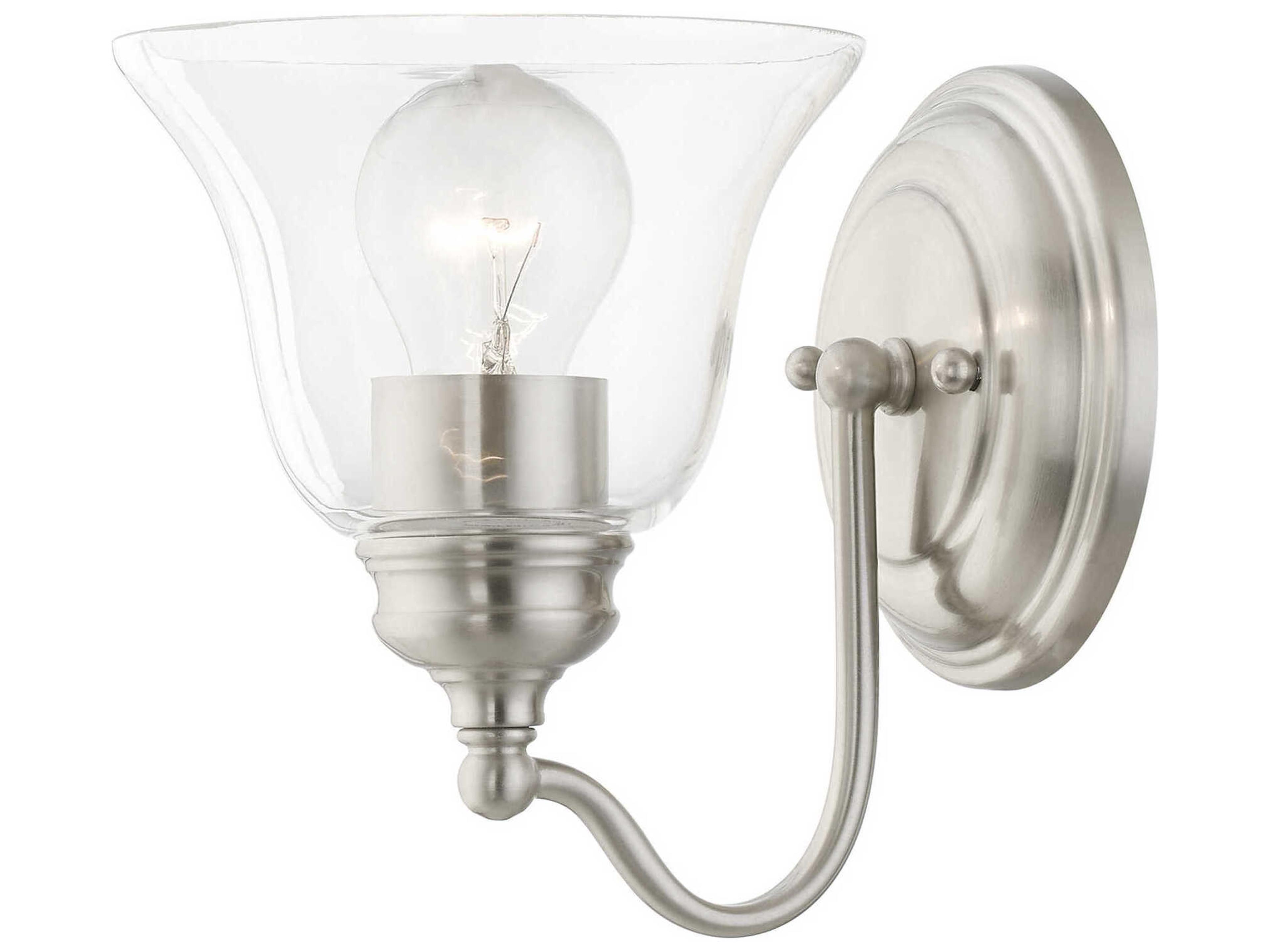 Livex Lighting Moreland 1-Light Brushed Nickel Glass Wall Sconce