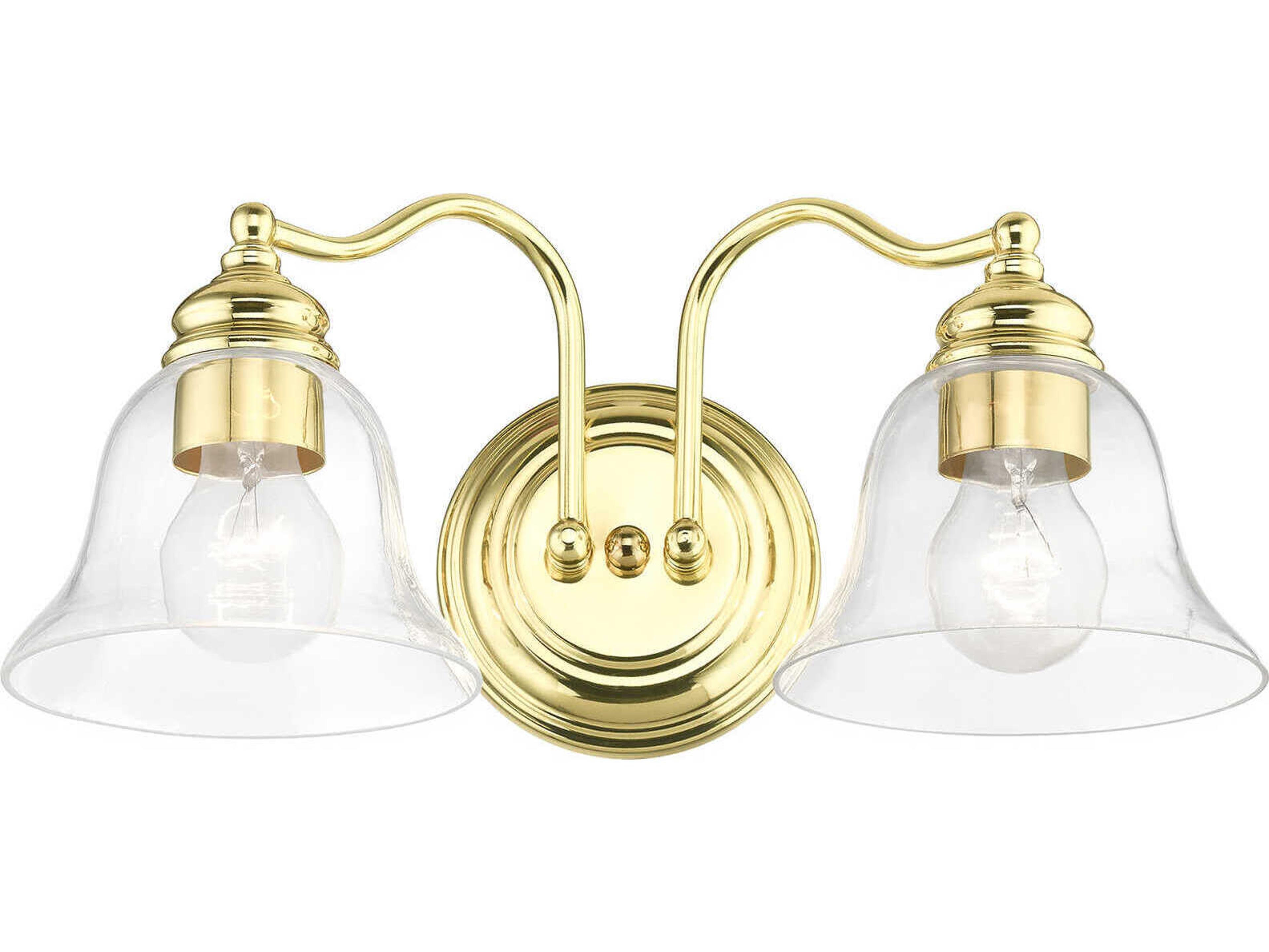 Livex Lighting Moreland 2-Light Polished Brass Glass Vanity Light