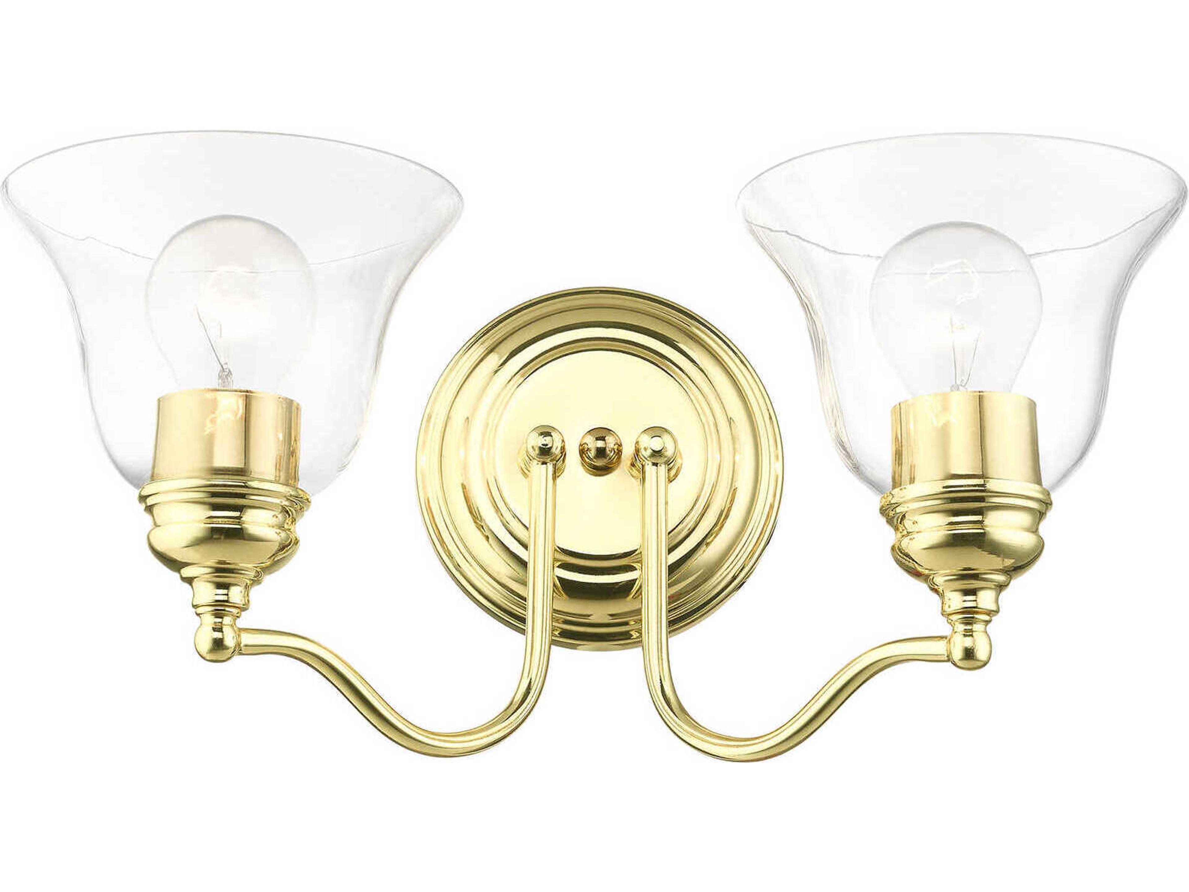 Livex Lighting Moreland 2-Light Polished Brass Glass Vanity Light