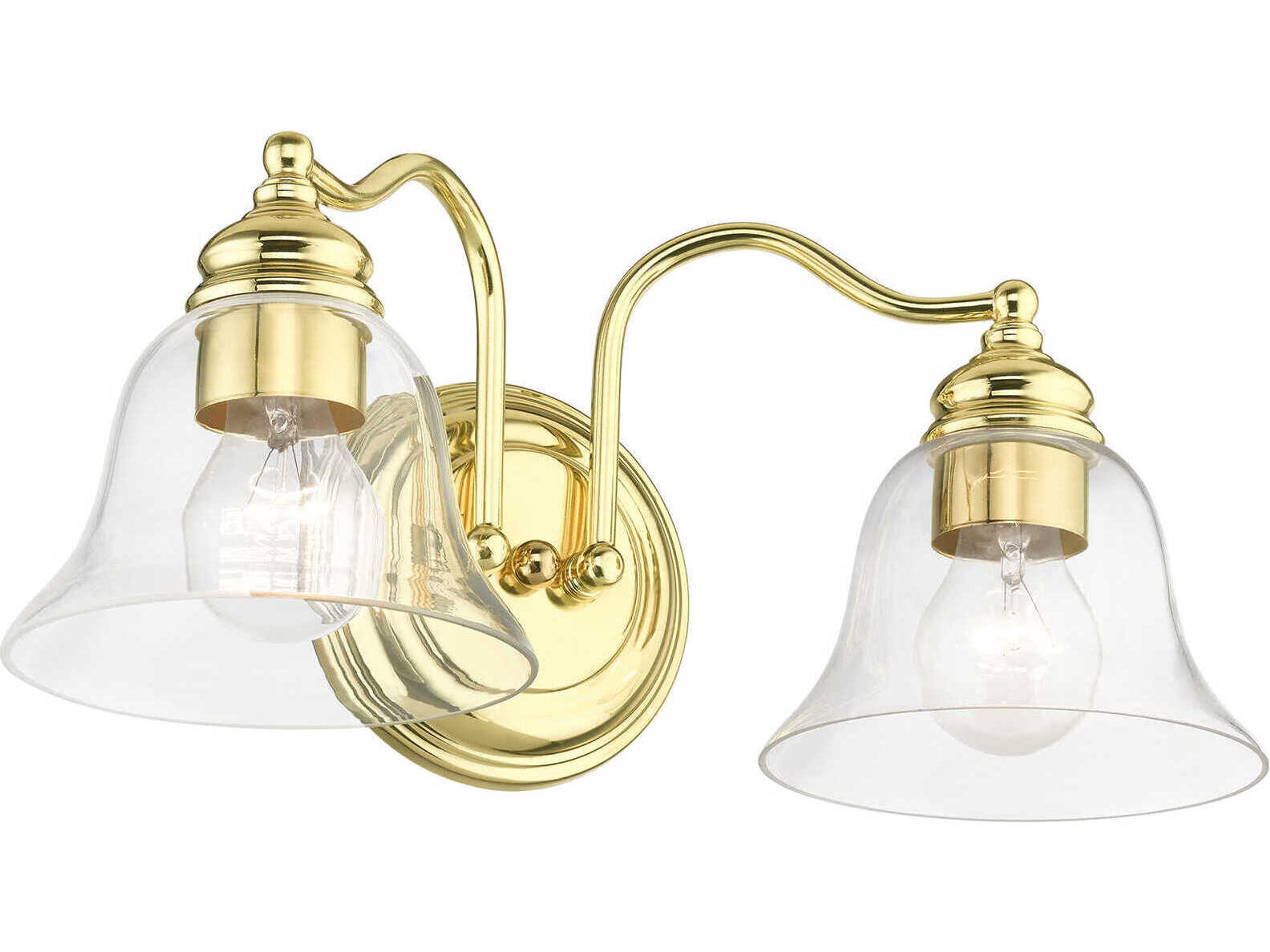 Livex Lighting Moreland 2-Light Polished Brass Glass Vanity Light