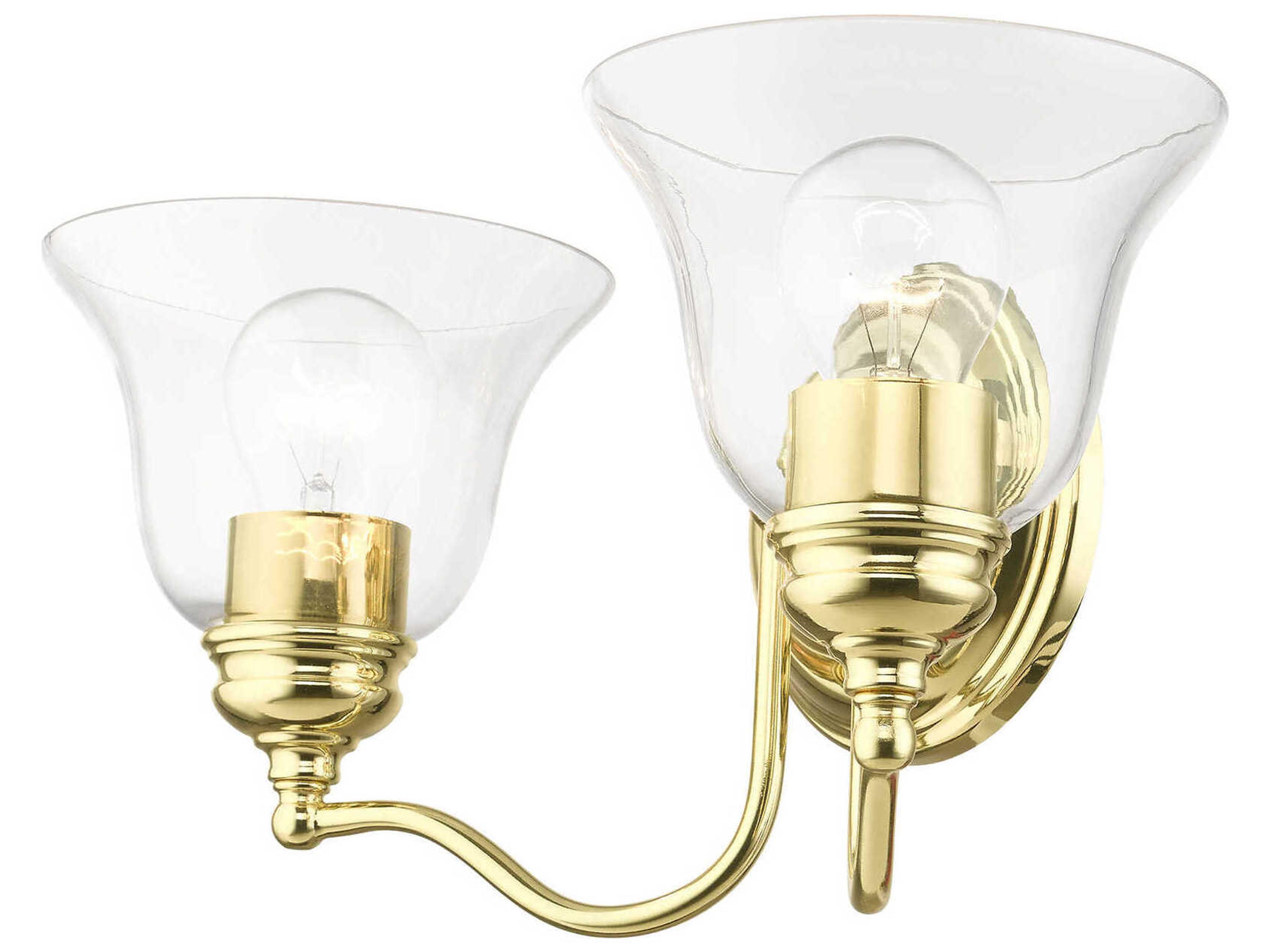 Livex Lighting Moreland 2-Light Polished Brass Glass Vanity Light