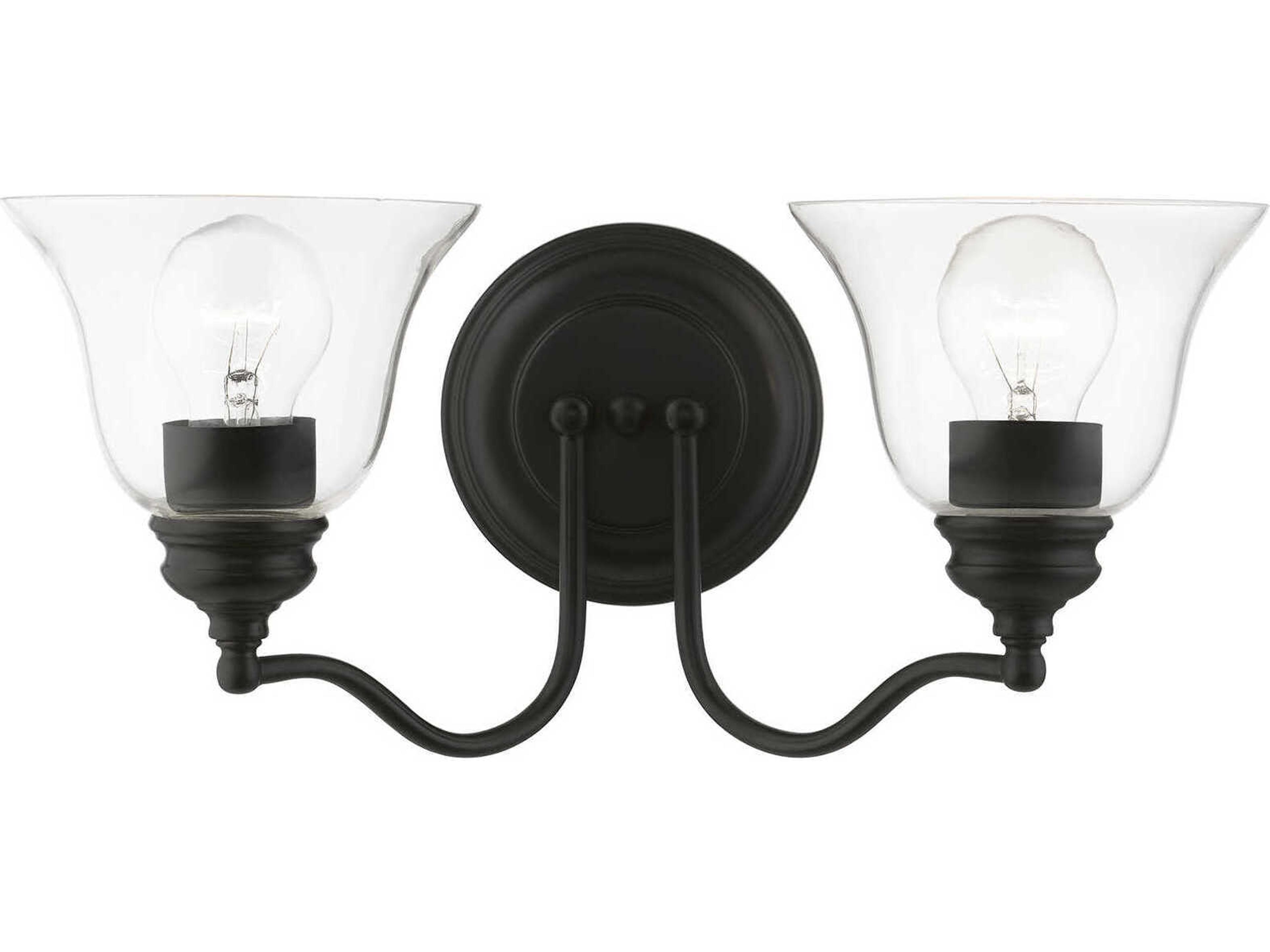 Moreland 2-Light Black Glass Vanity Light