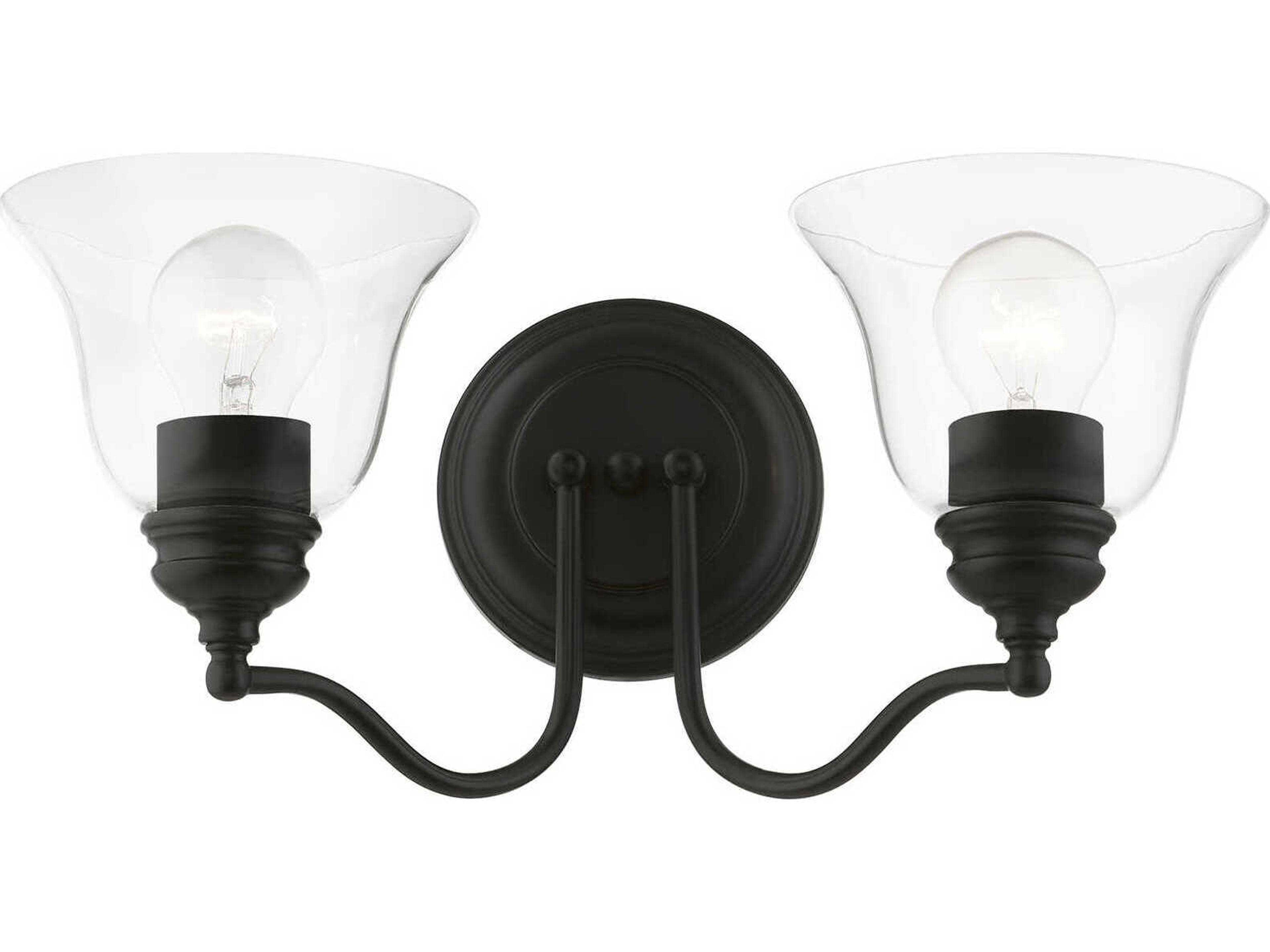 Livex Lighting Moreland 2-Light Black Glass Vanity Light