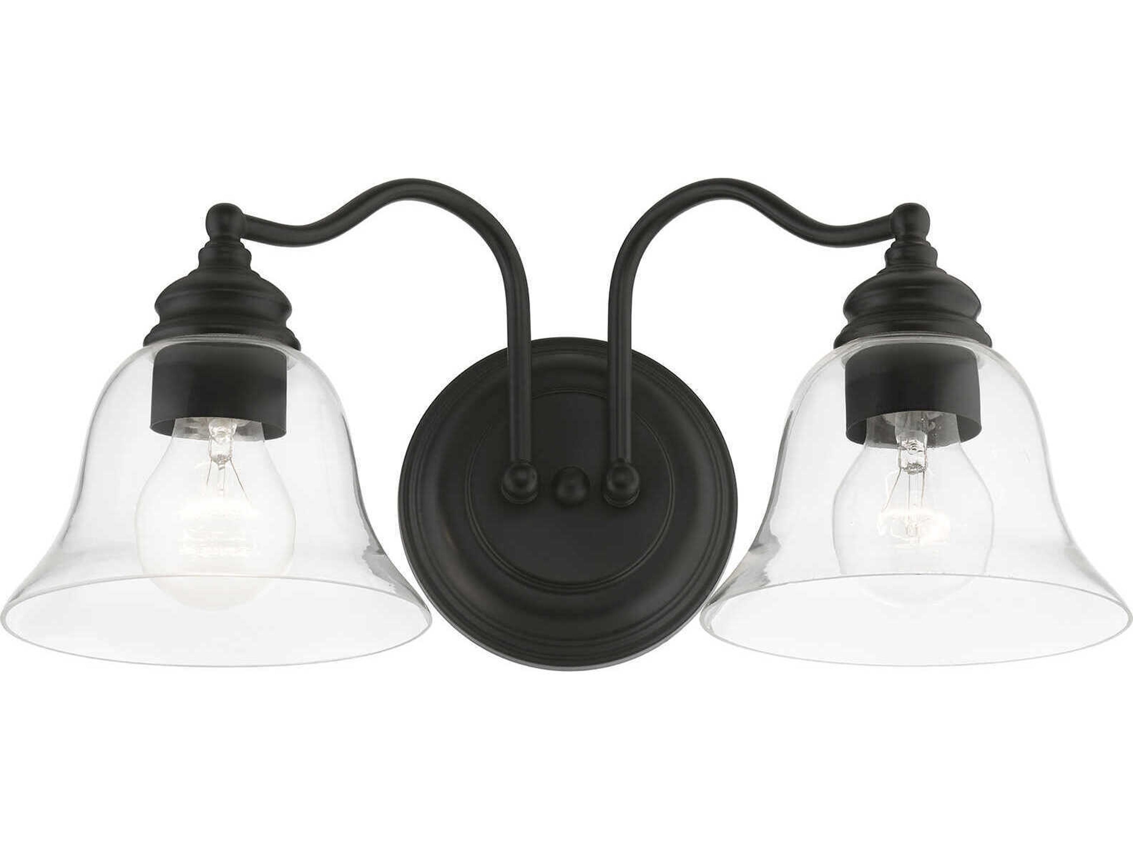 Livex Lighting Moreland 2-Light Black Glass Vanity Light