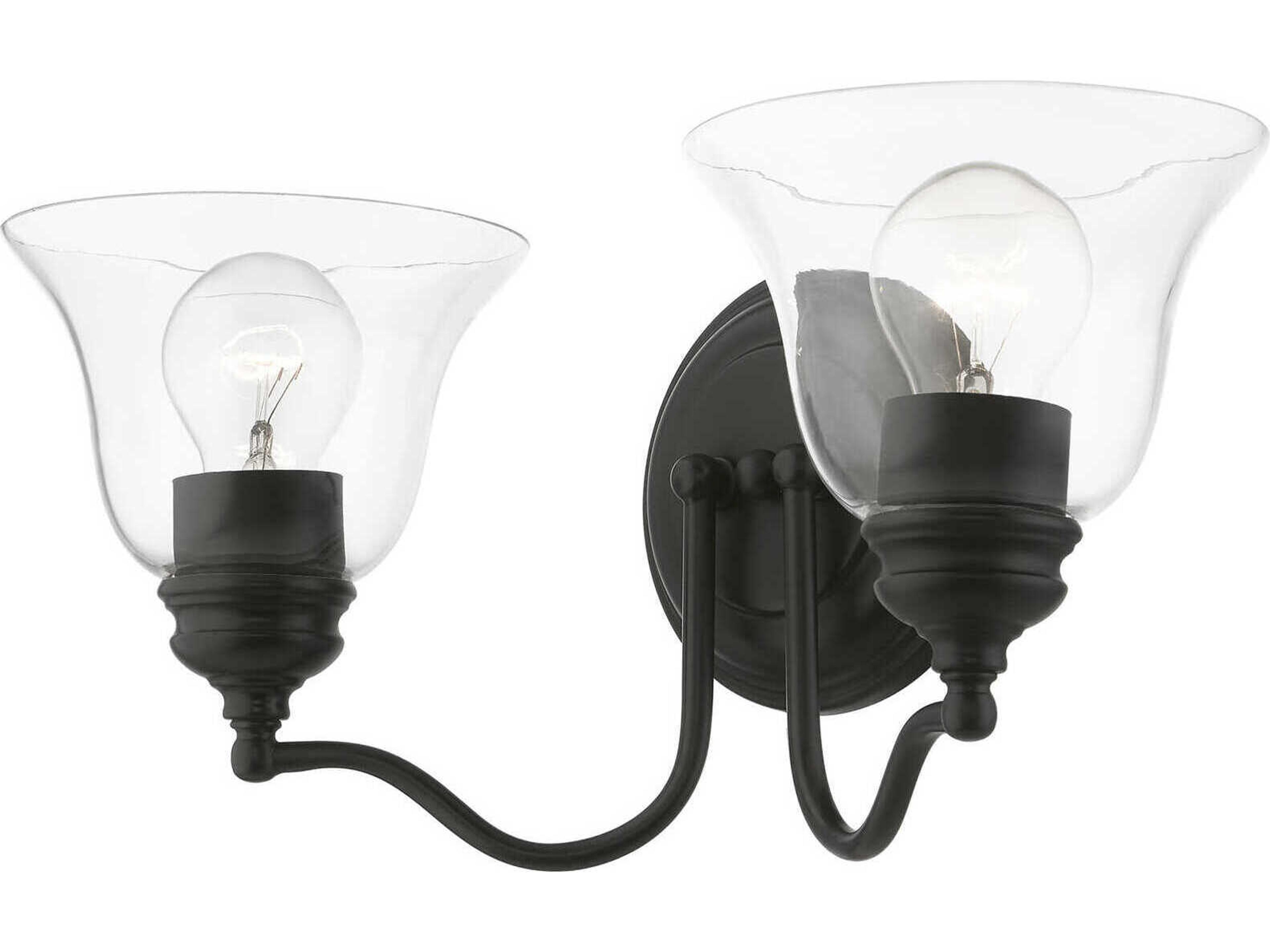 Livex Lighting Moreland 2-Light Black Glass Vanity Light