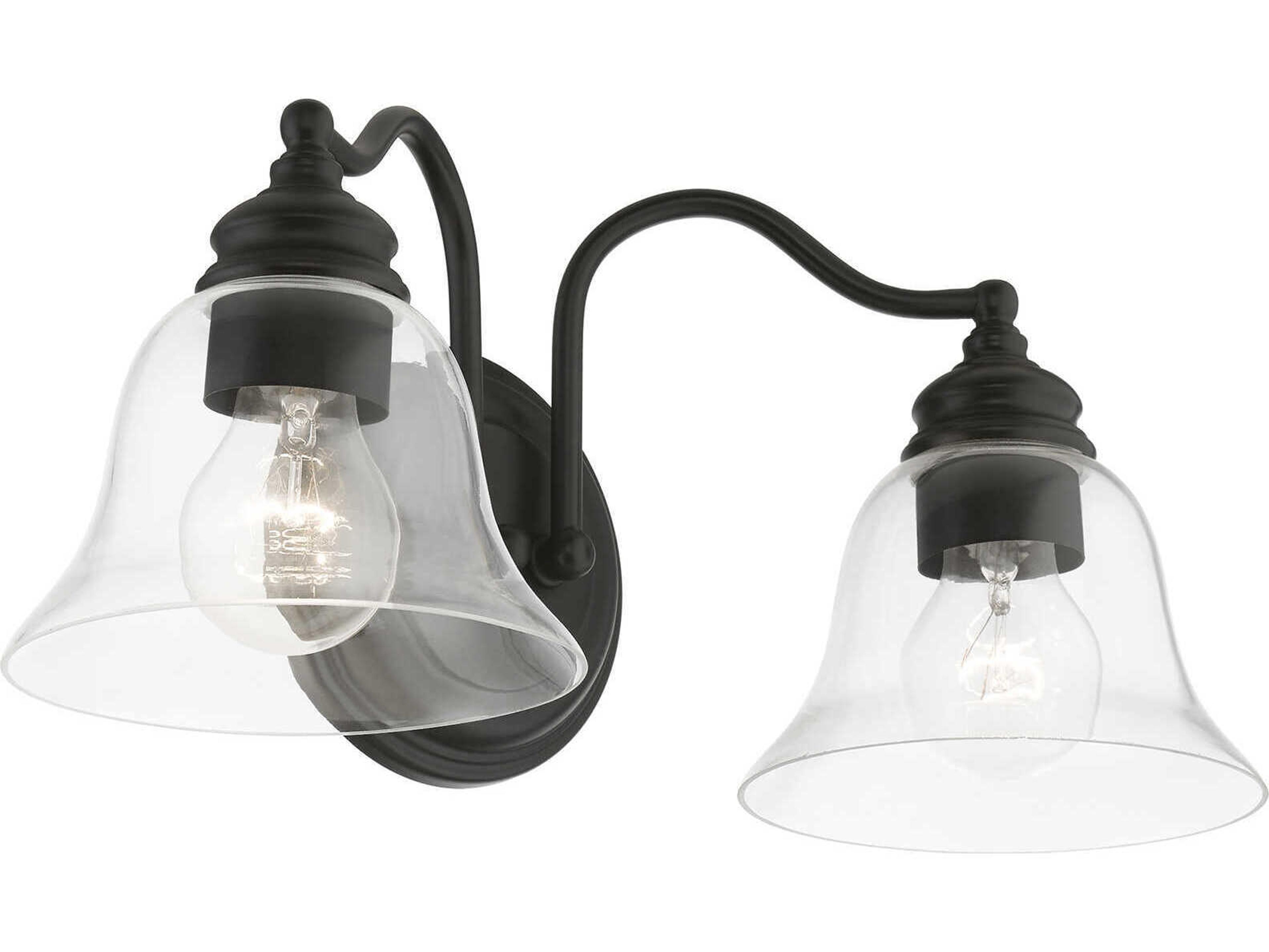 Livex Lighting Moreland 2-Light Black Glass Vanity Light