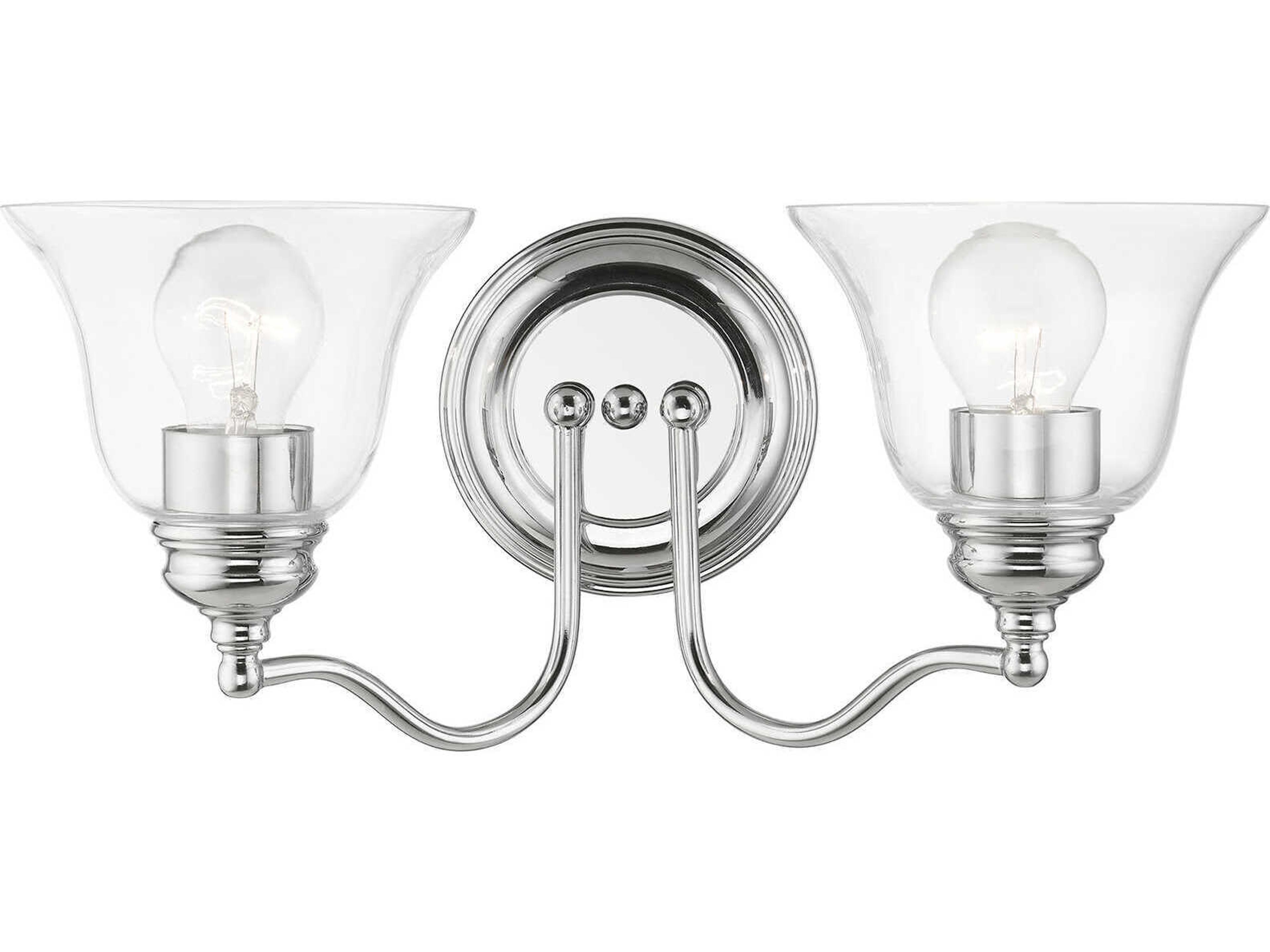Moreland 2-Light Polished Chrome Glass Vanity Light