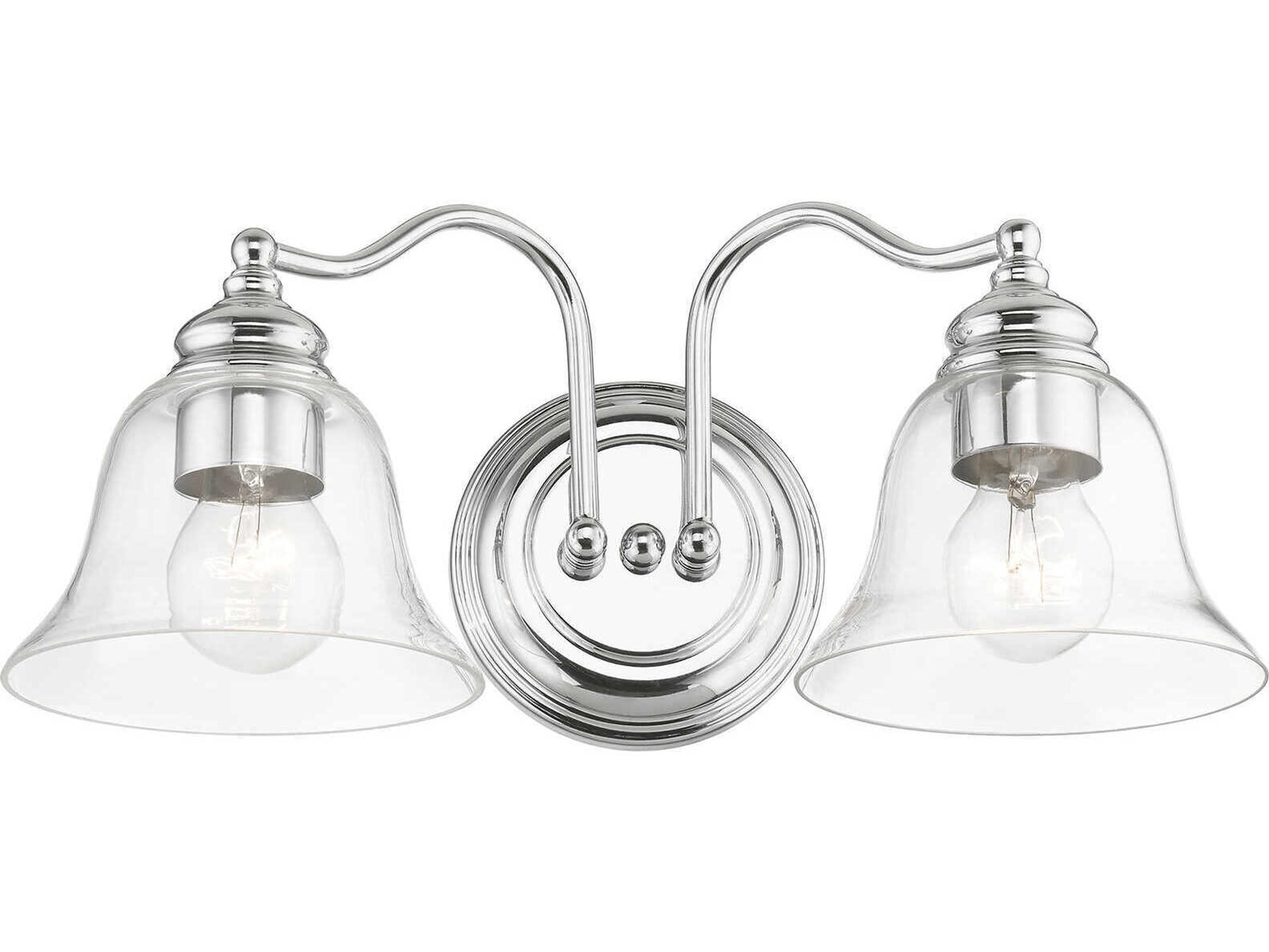 Livex Lighting Moreland 2-Light Polished Chrome Glass Vanity Light