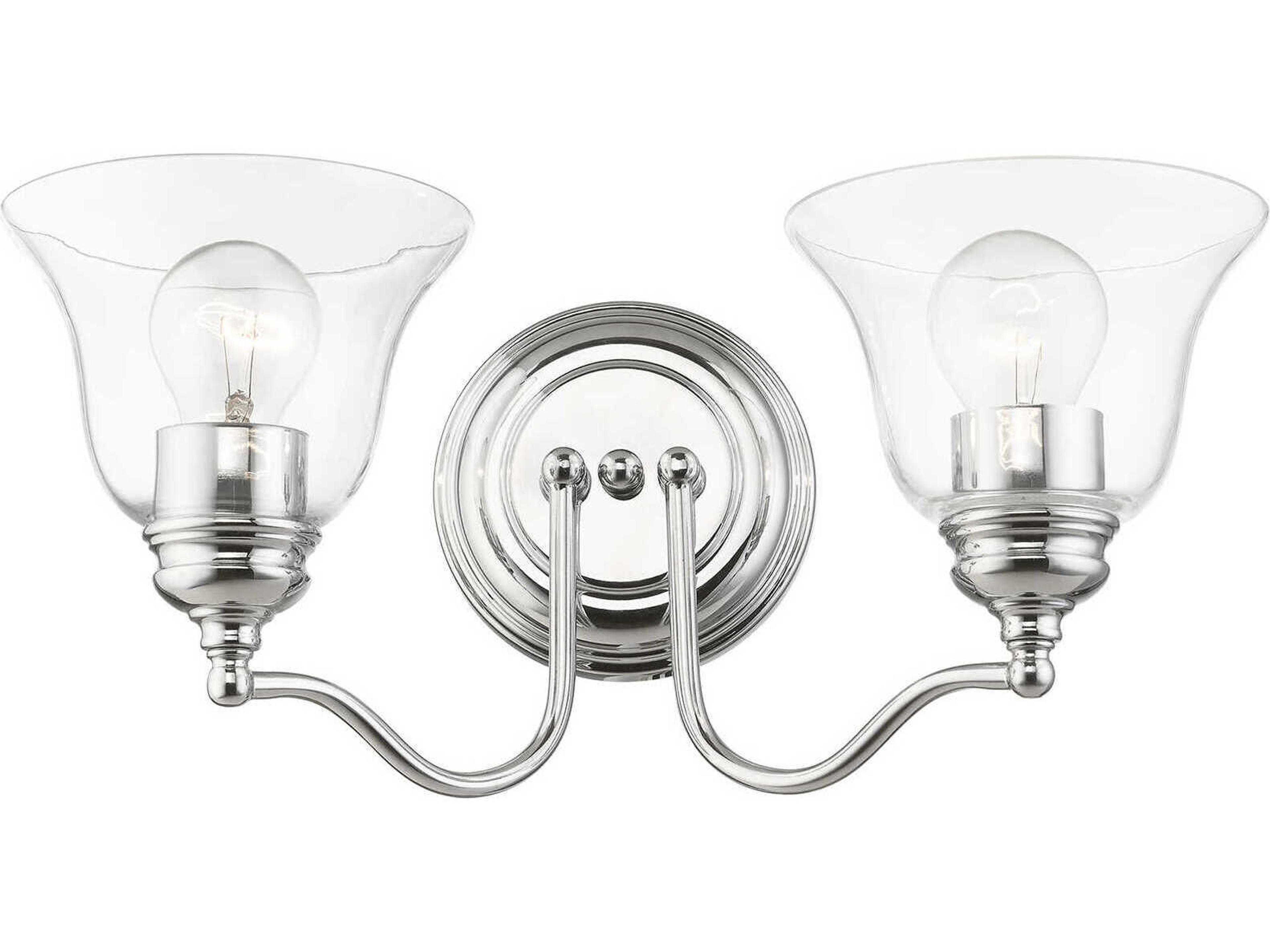Livex Lighting Moreland 2-Light Polished Chrome Glass Vanity Light